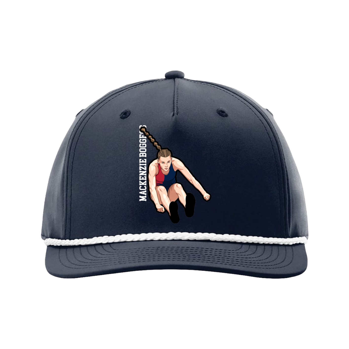 Five-Panel Classic Rope Cap — Name Vertical in Navy