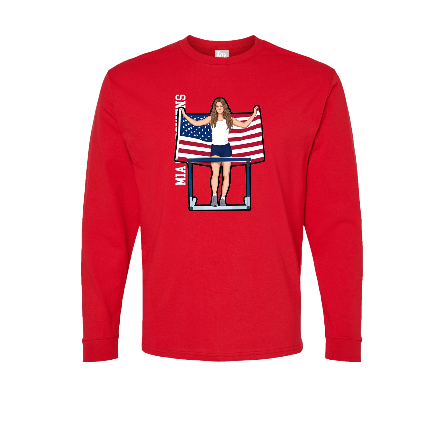 Long Sleeve Tee — Name Vertical in Red