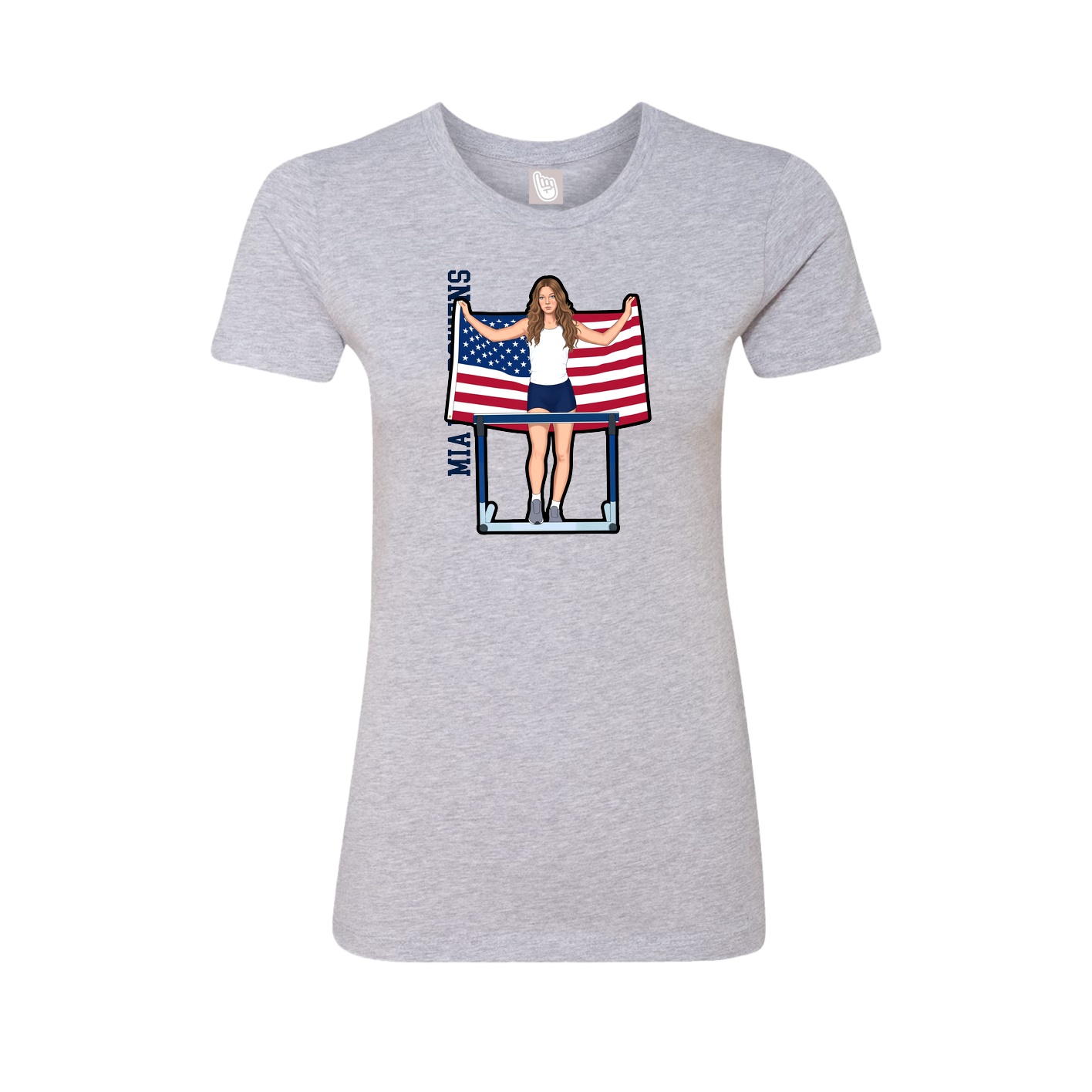 Womens Tee — Name Vertical in Grey