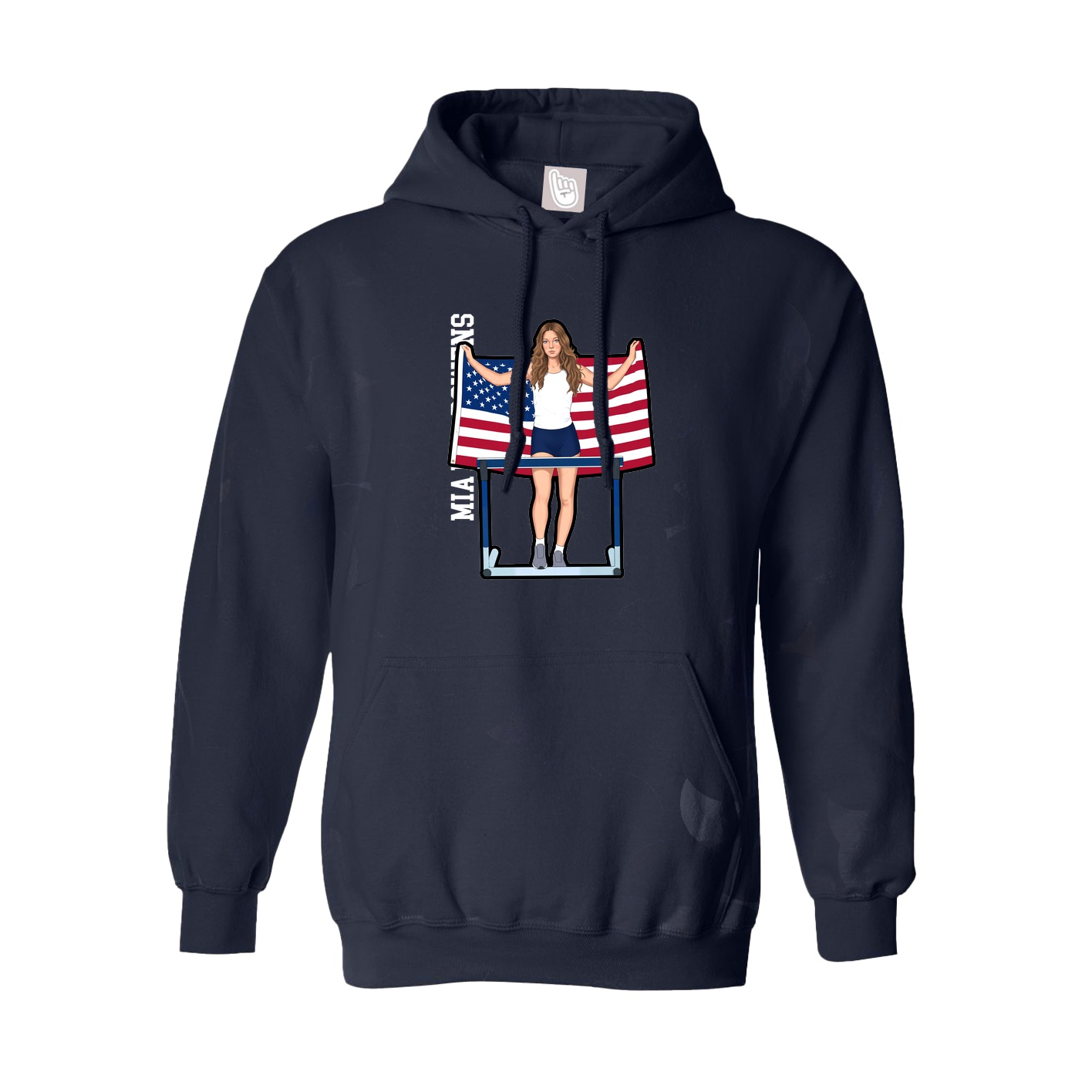 Hoodie — Name Vertical in Navy