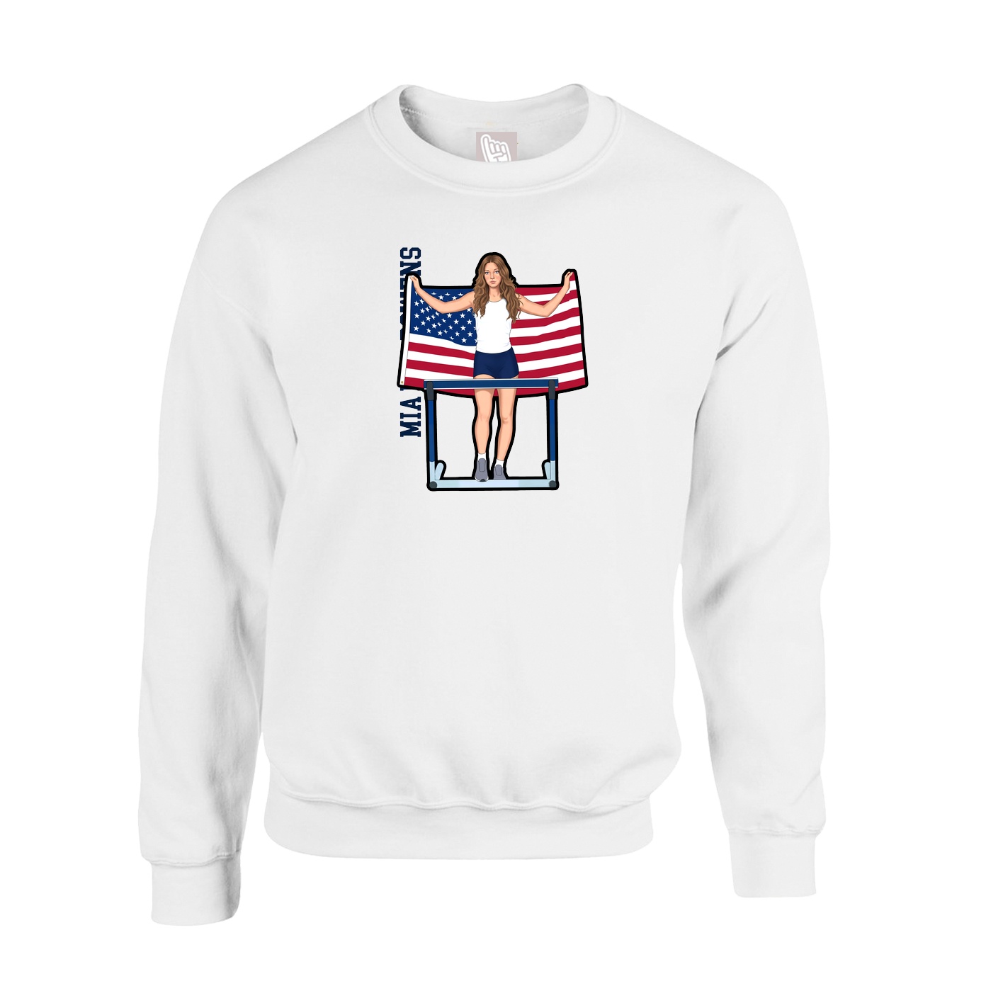 Fleece Crew — Name Vertical in White
