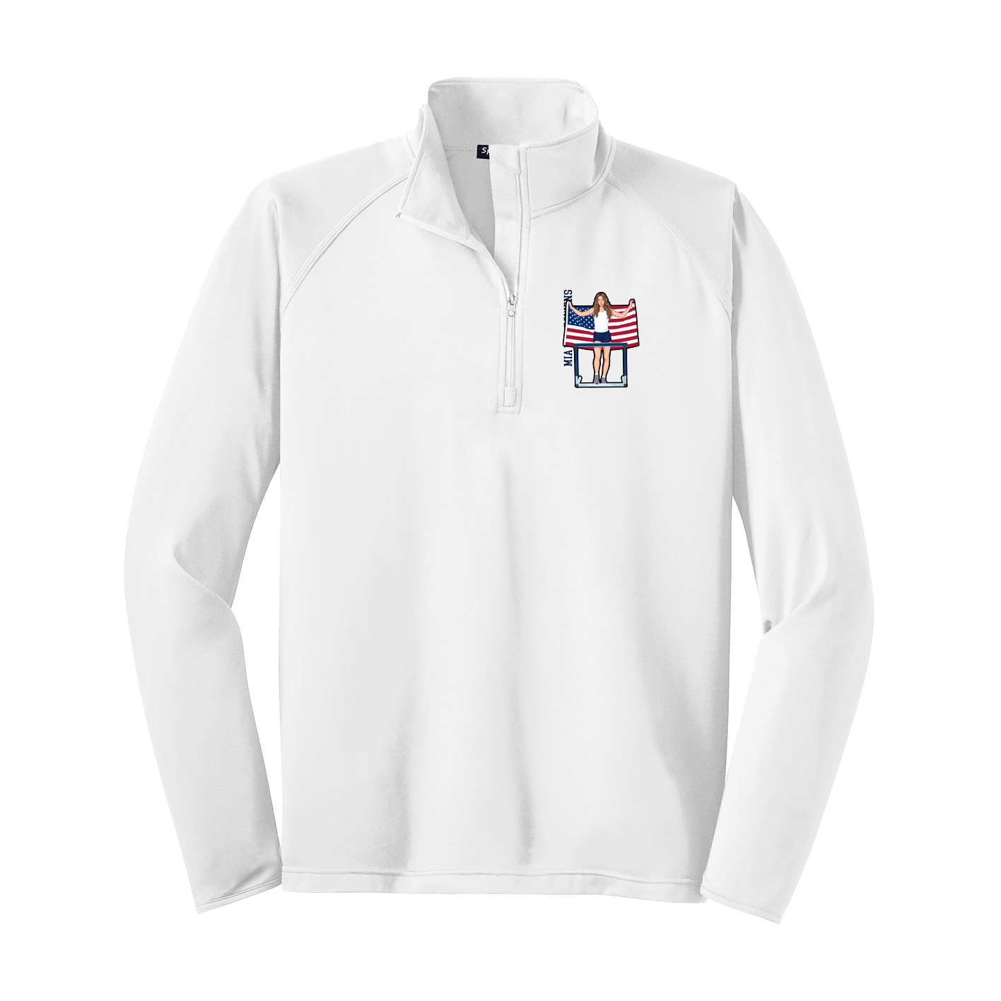 Q-Zip Pullover — Name Vertical in White