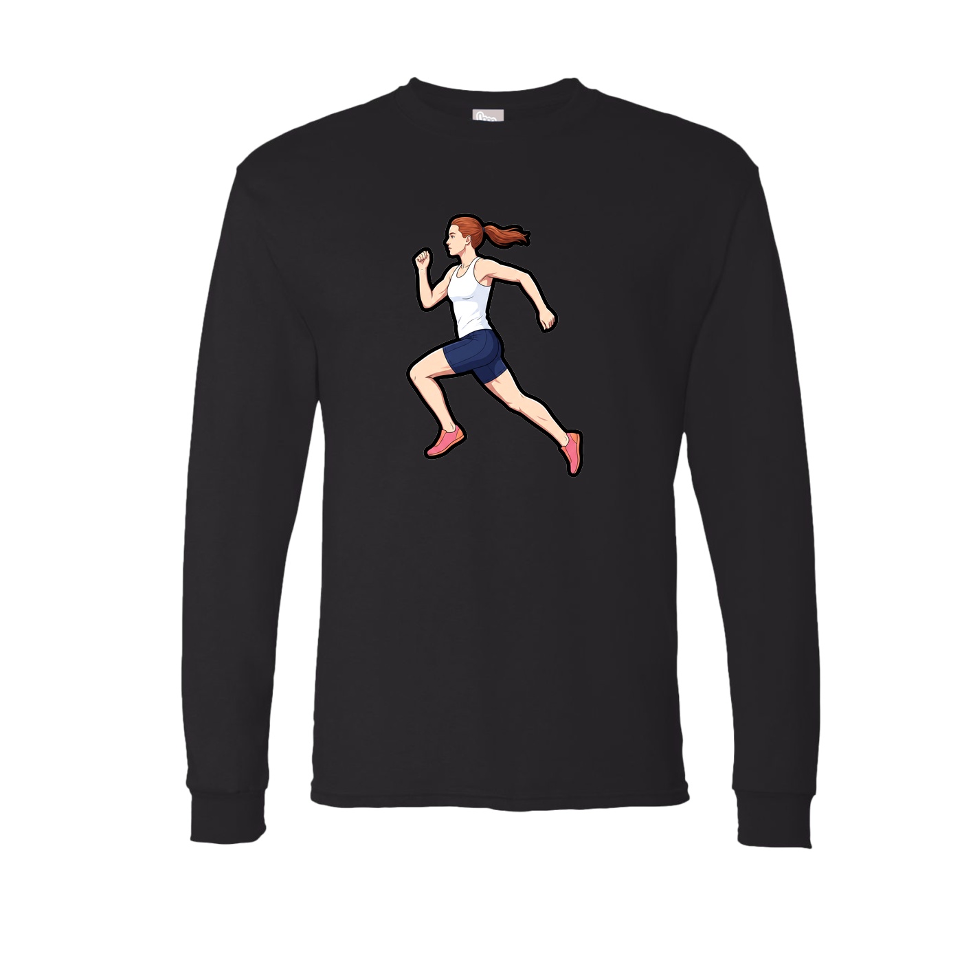 Long Sleeve Tee — Name Vertical in Black