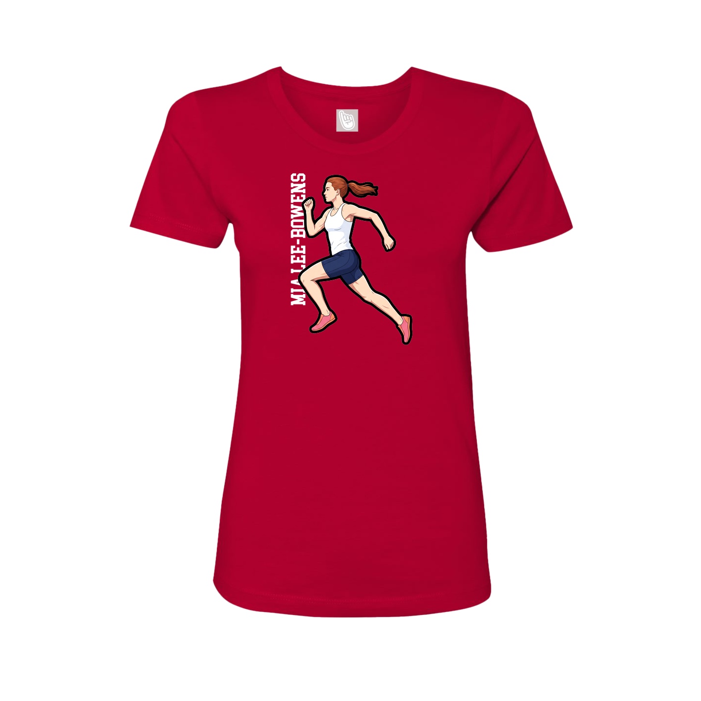 Womens Tee — Name Vertical in Red