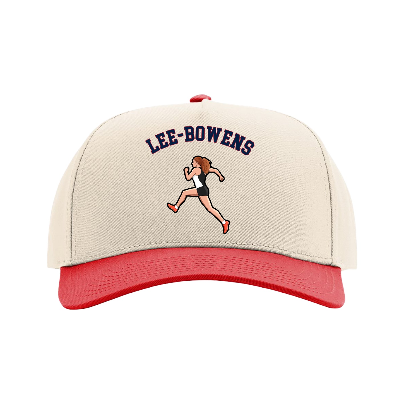 Full Fabric Five-Panel Champ Cap — Shirsey Arch in Cream/Red