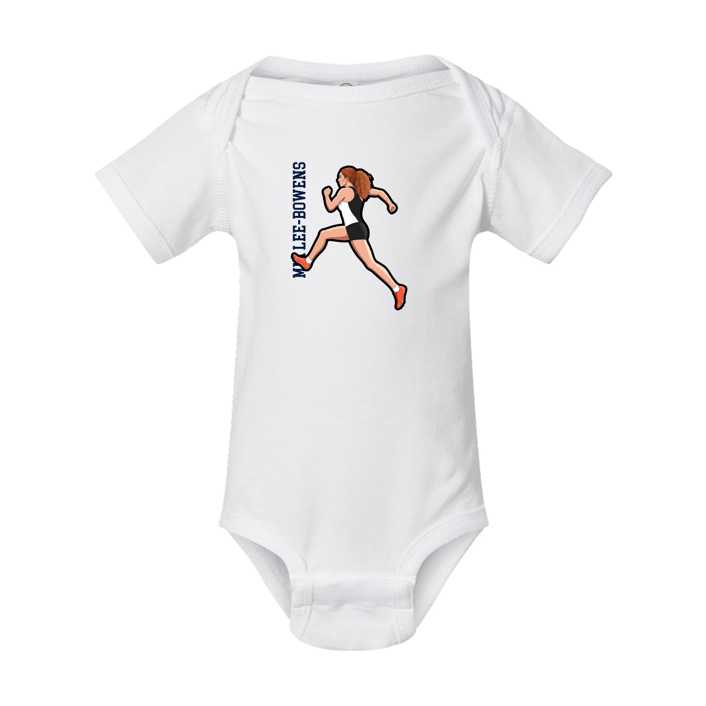 Baby Onesie — Name Vertical in White