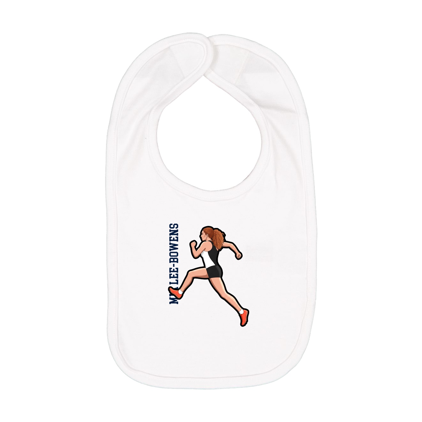 Infant Bib — Name Vertical in White