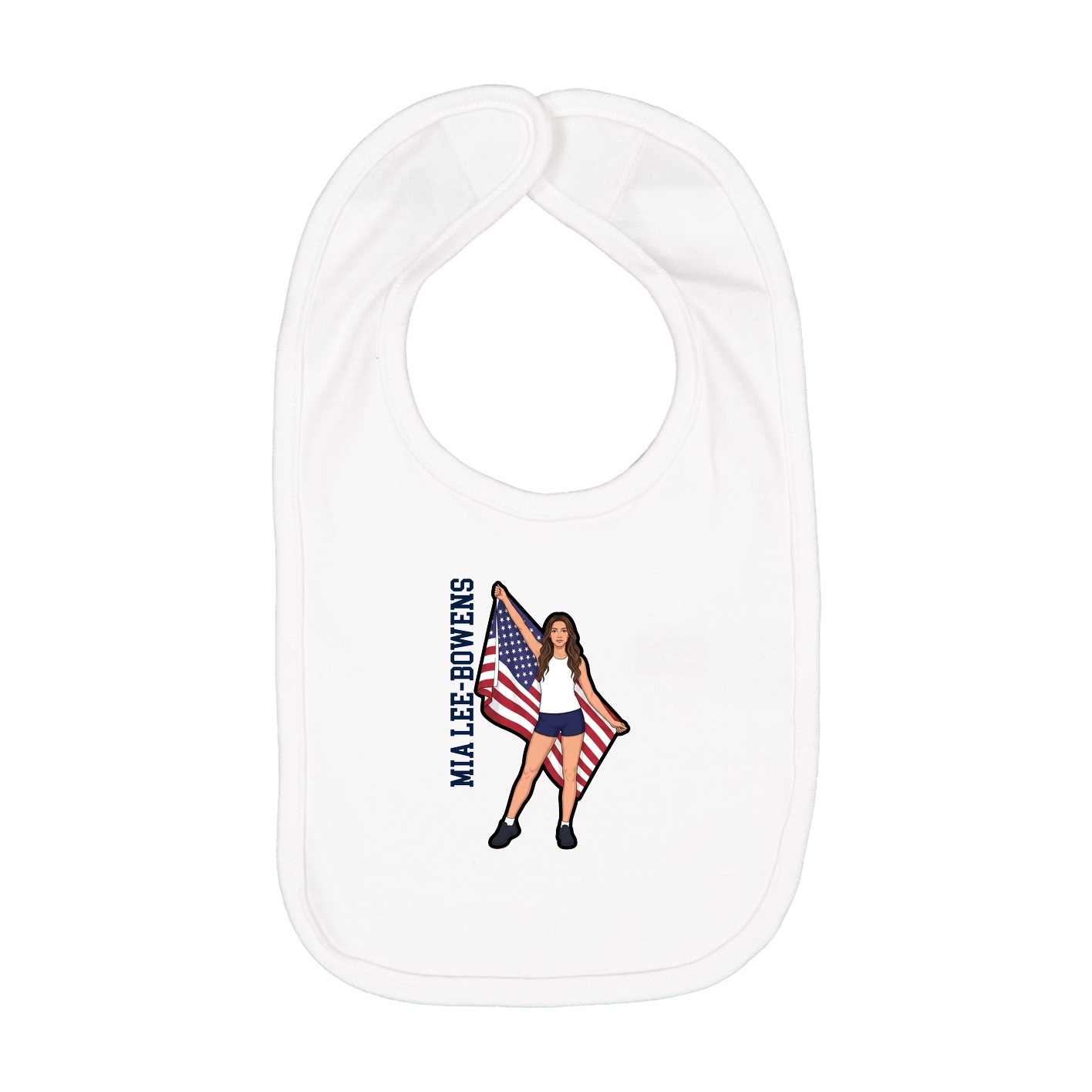 Infant Bib — Name Vertical in White