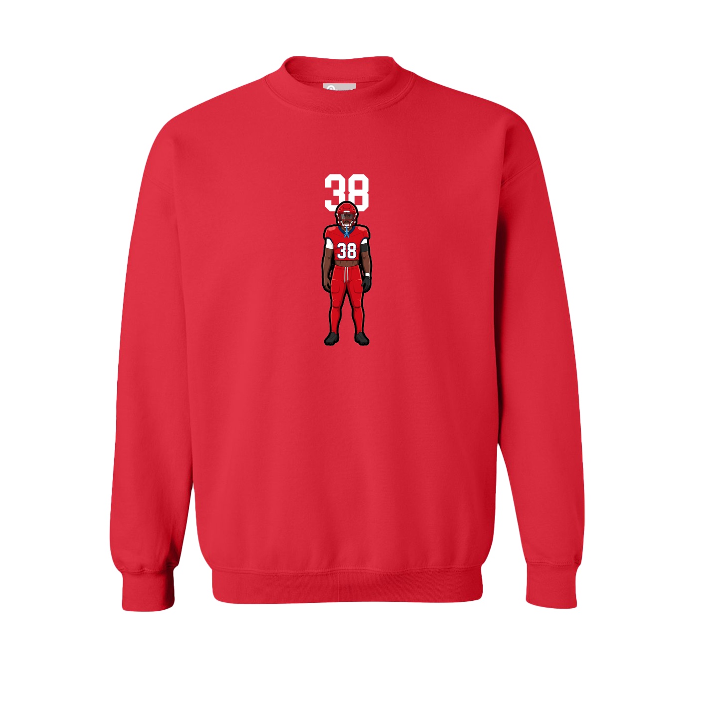 Fleece Crew — Number Top in Red