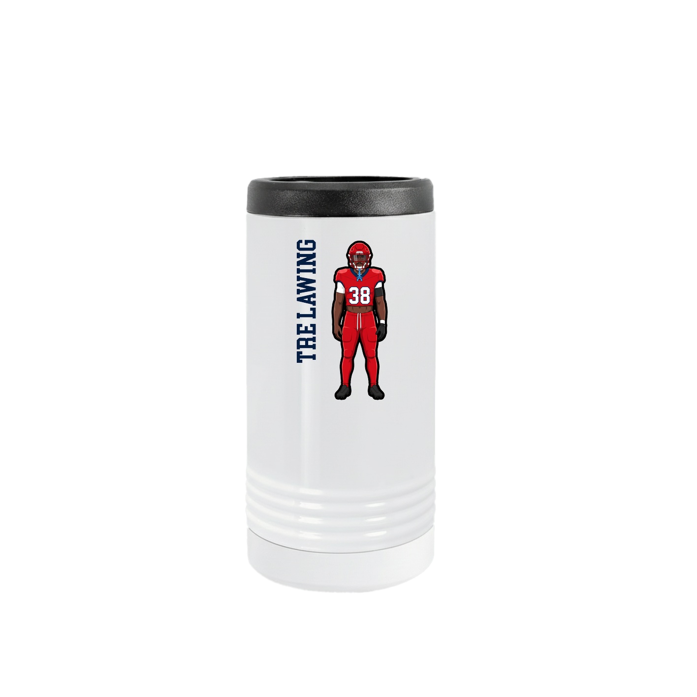 Slim Beverage Holder — Name Vertical in White