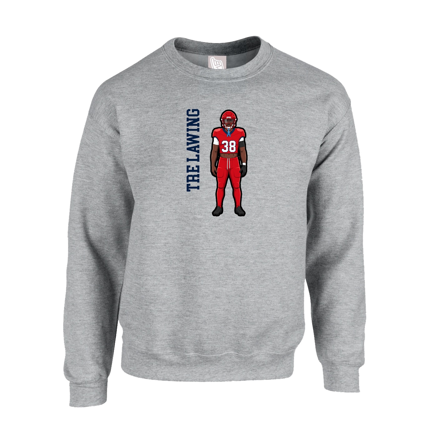 Fleece Crew — Name Vertical in Grey