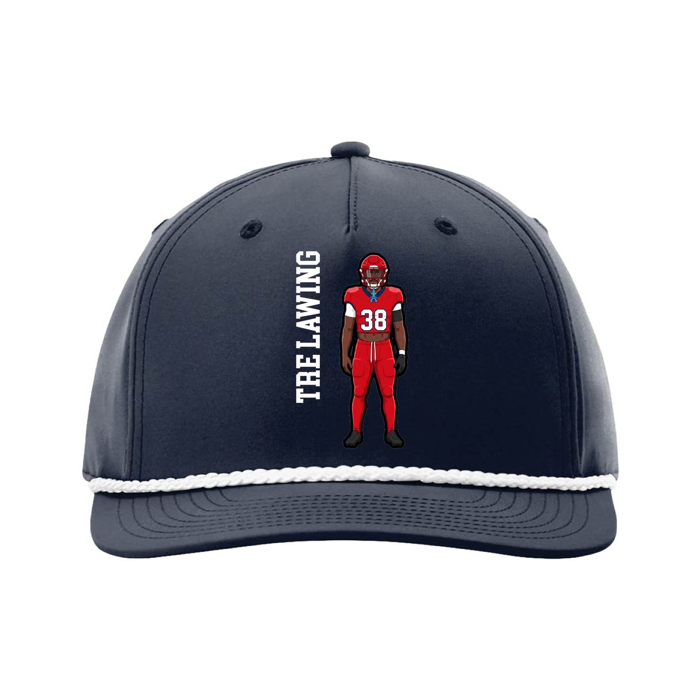 Five-Panel Classic Rope Cap — Name Vertical in Navy