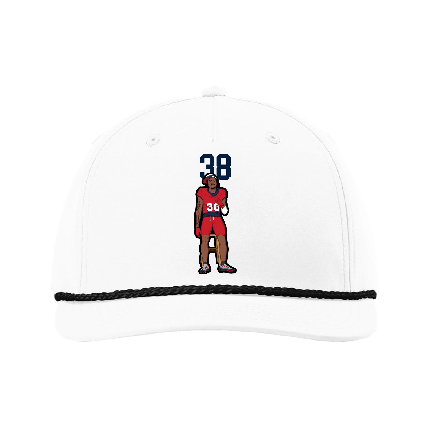 Five-Panel Classic Rope Cap — Number Top in White