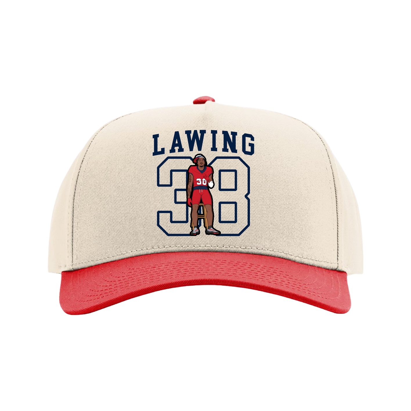 Full Fabric Five-Panel Champ Cap — Shirsey in Cream/Red