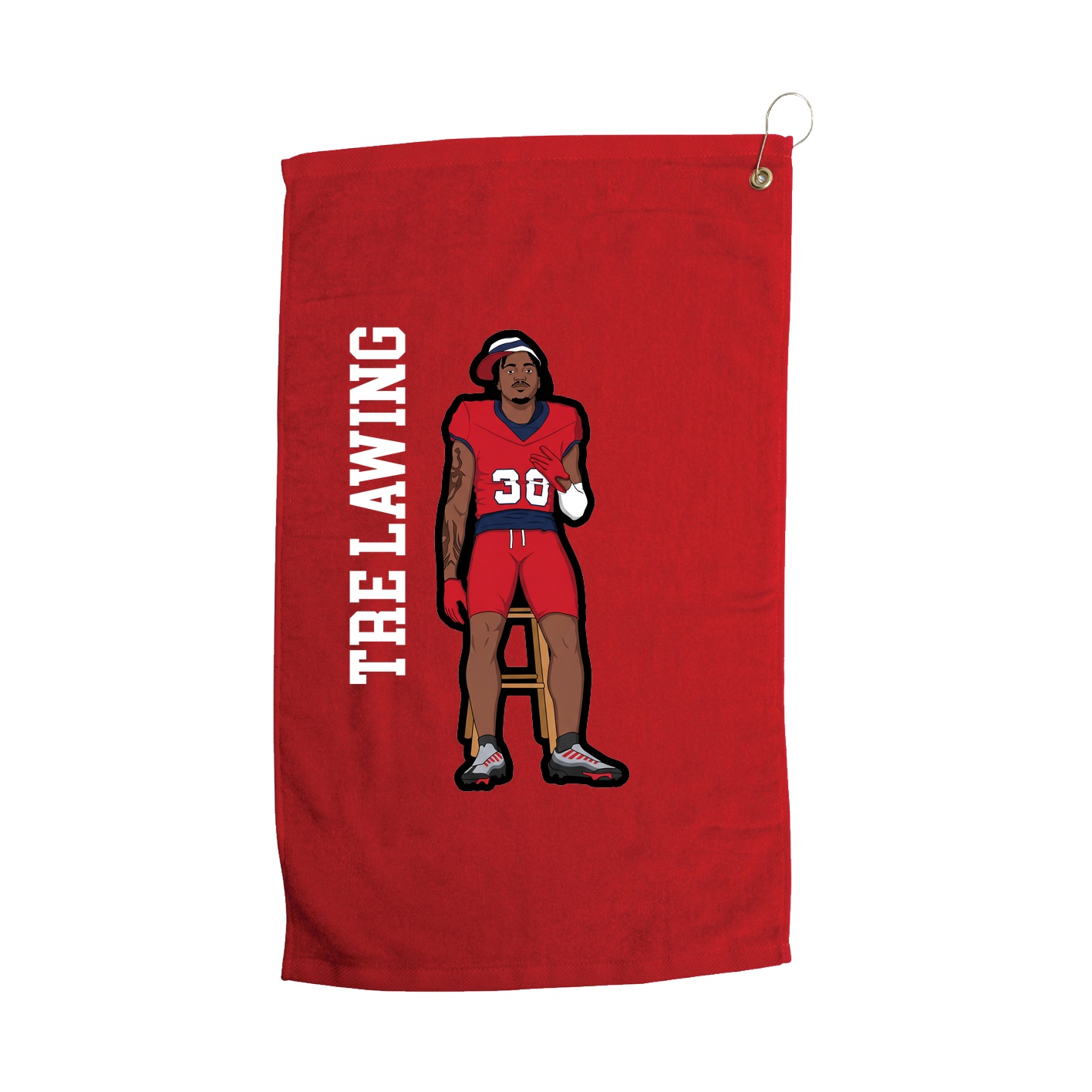 Golf Towel — Name Vertical in Red
