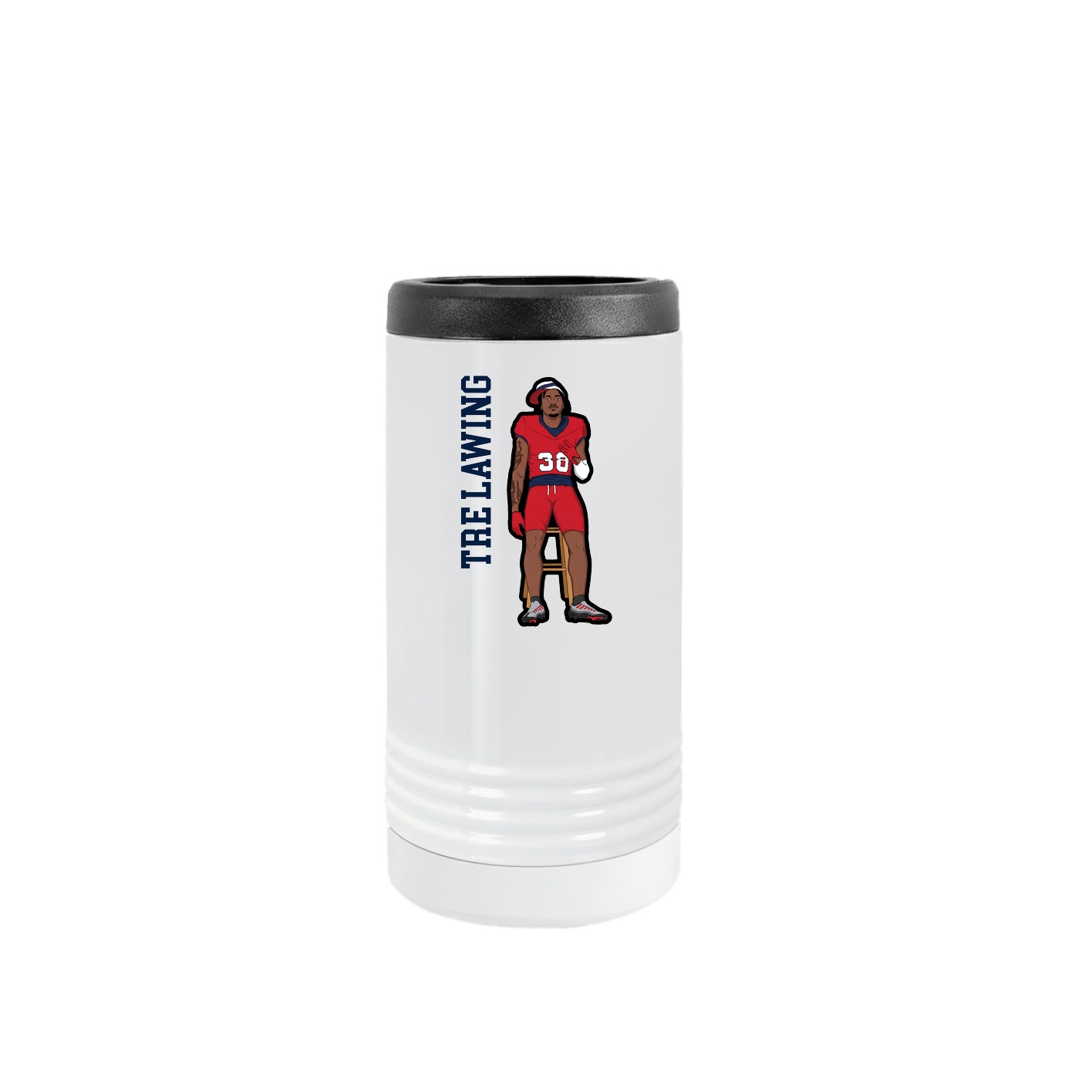 Slim Beverage Holder — Name Vertical in White