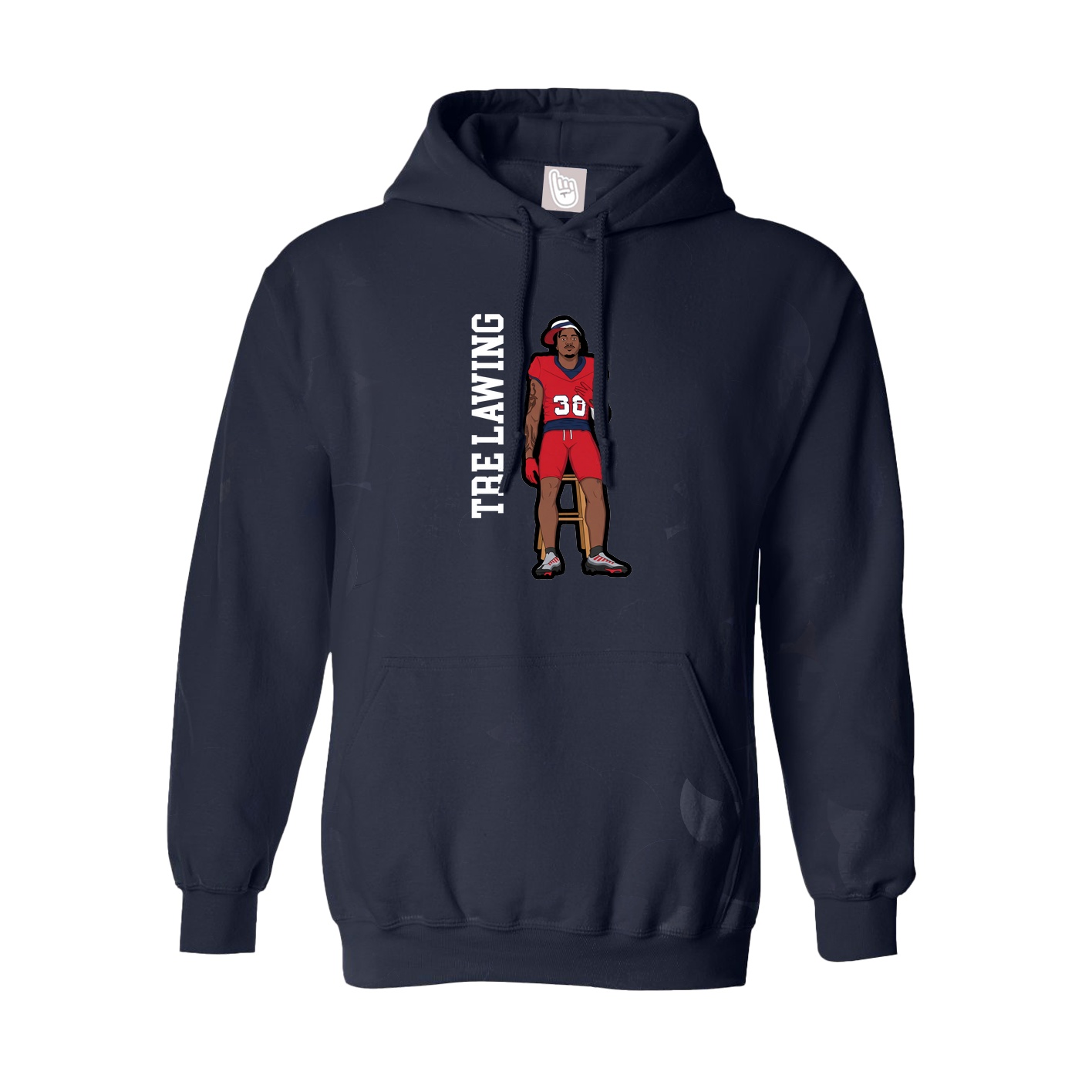 Hoodie — Name Vertical in Navy