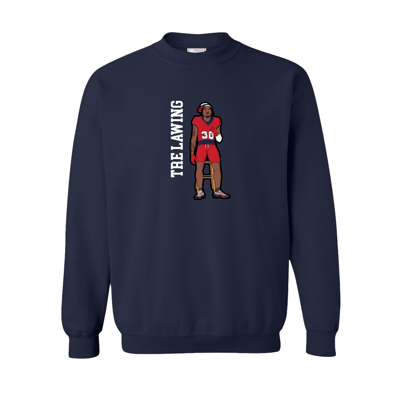 Fleece Crew — Name Vertical in Navy