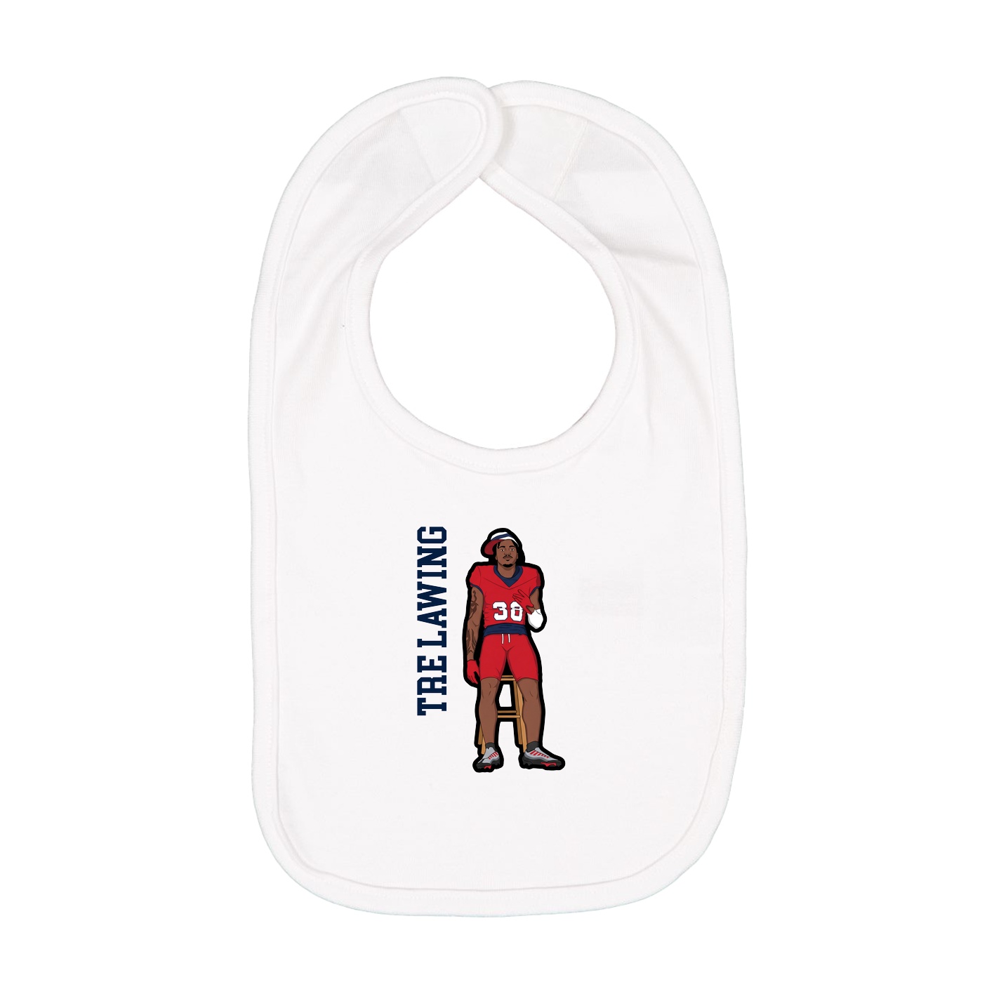 Infant Bib — Name Vertical in White