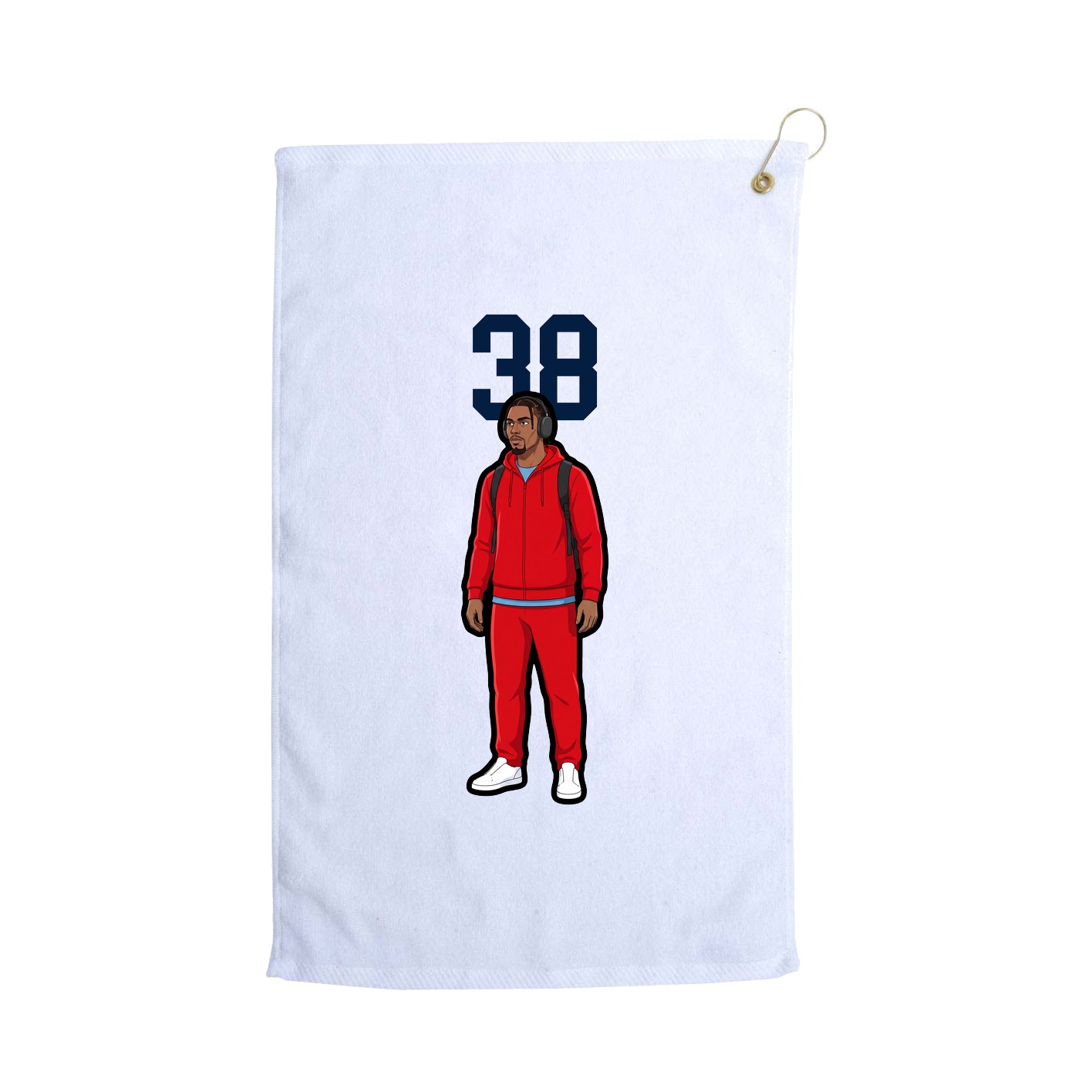 Golf Towel — Number Top in White