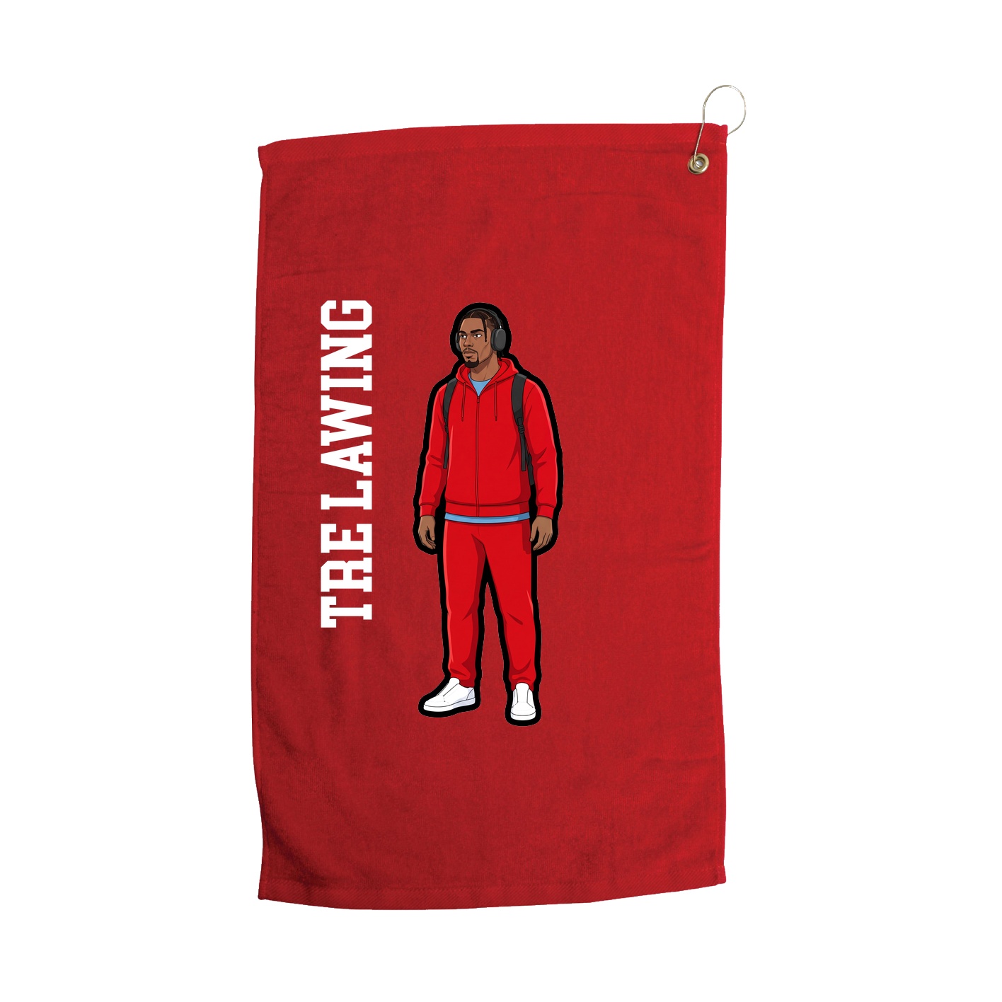 Golf Towel — Name Vertical in Red