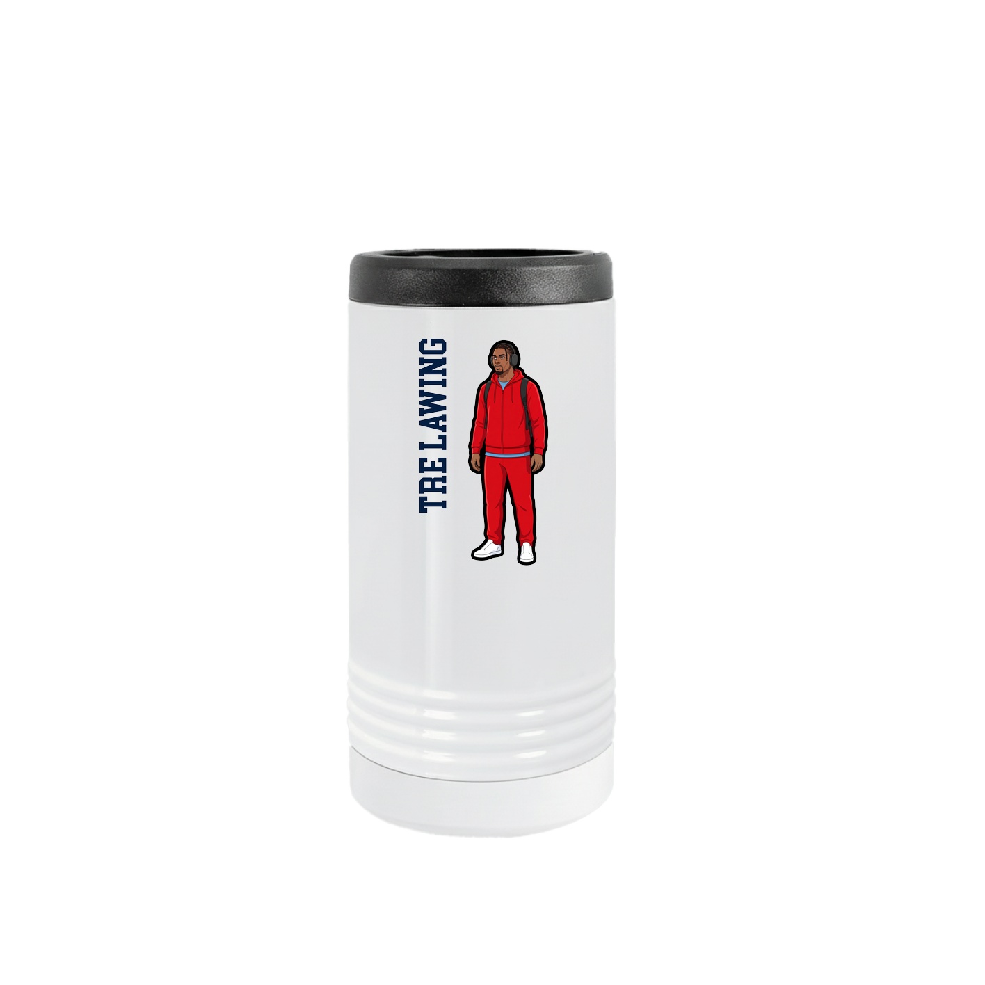 Slim Beverage Holder — Name Vertical in White