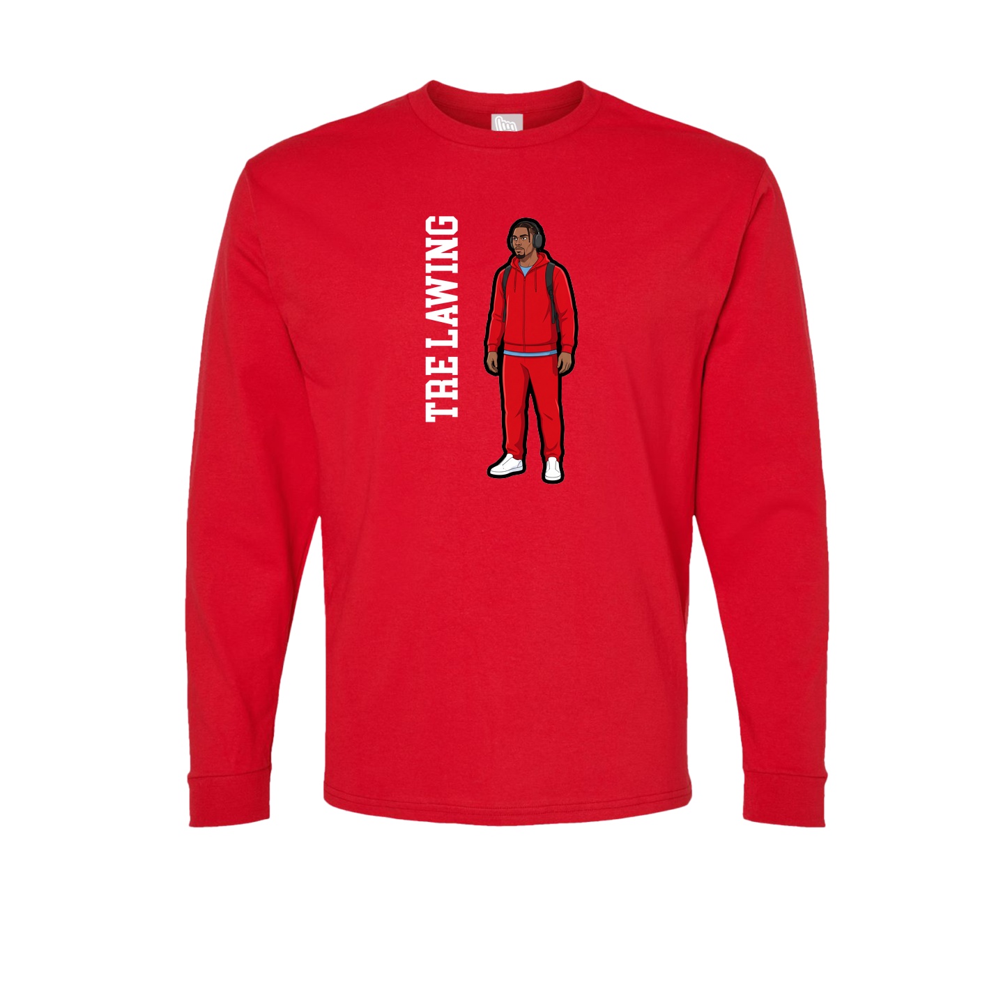 Long Sleeve Tee — Name Vertical in Red