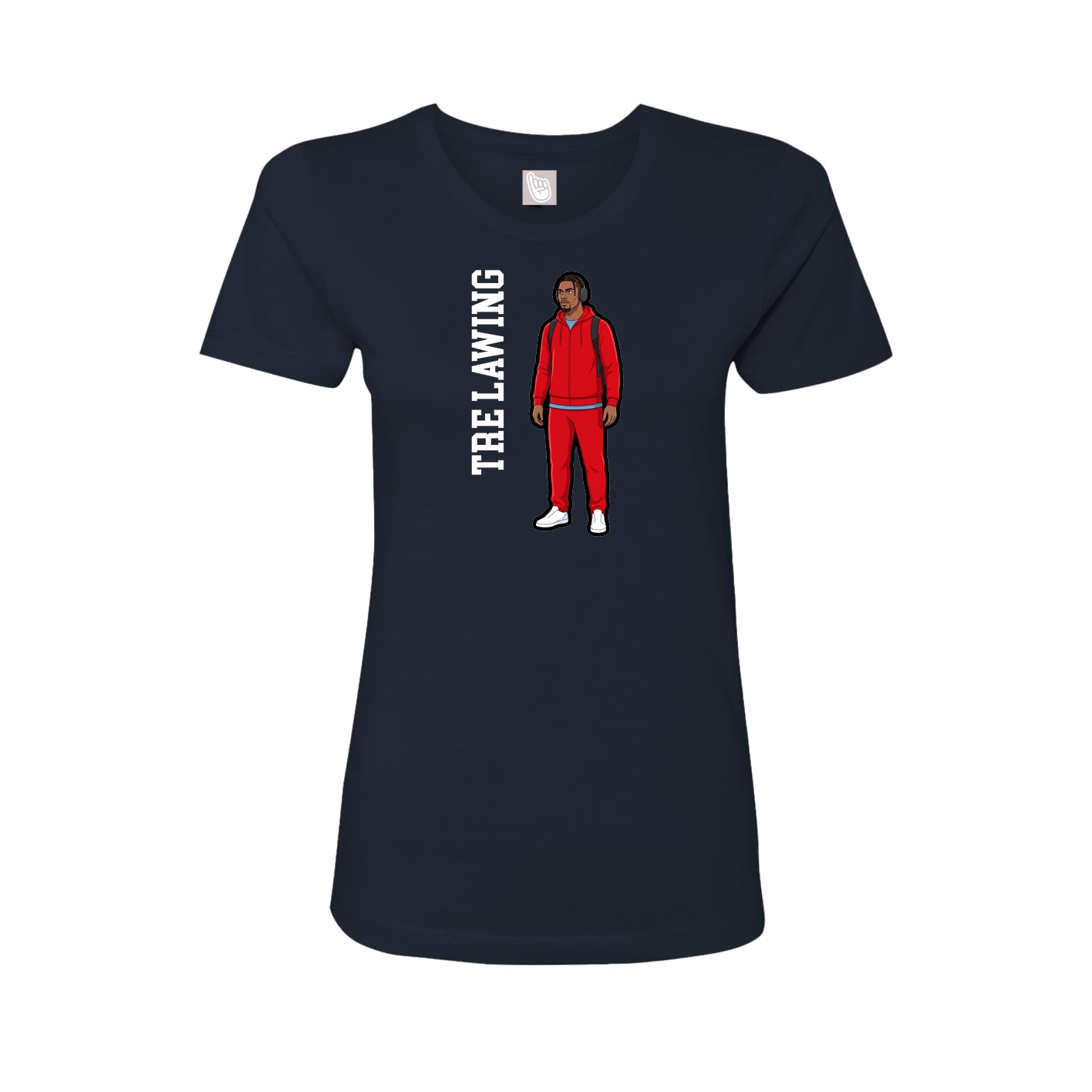 Womens Tee — Name Vertical in Navy