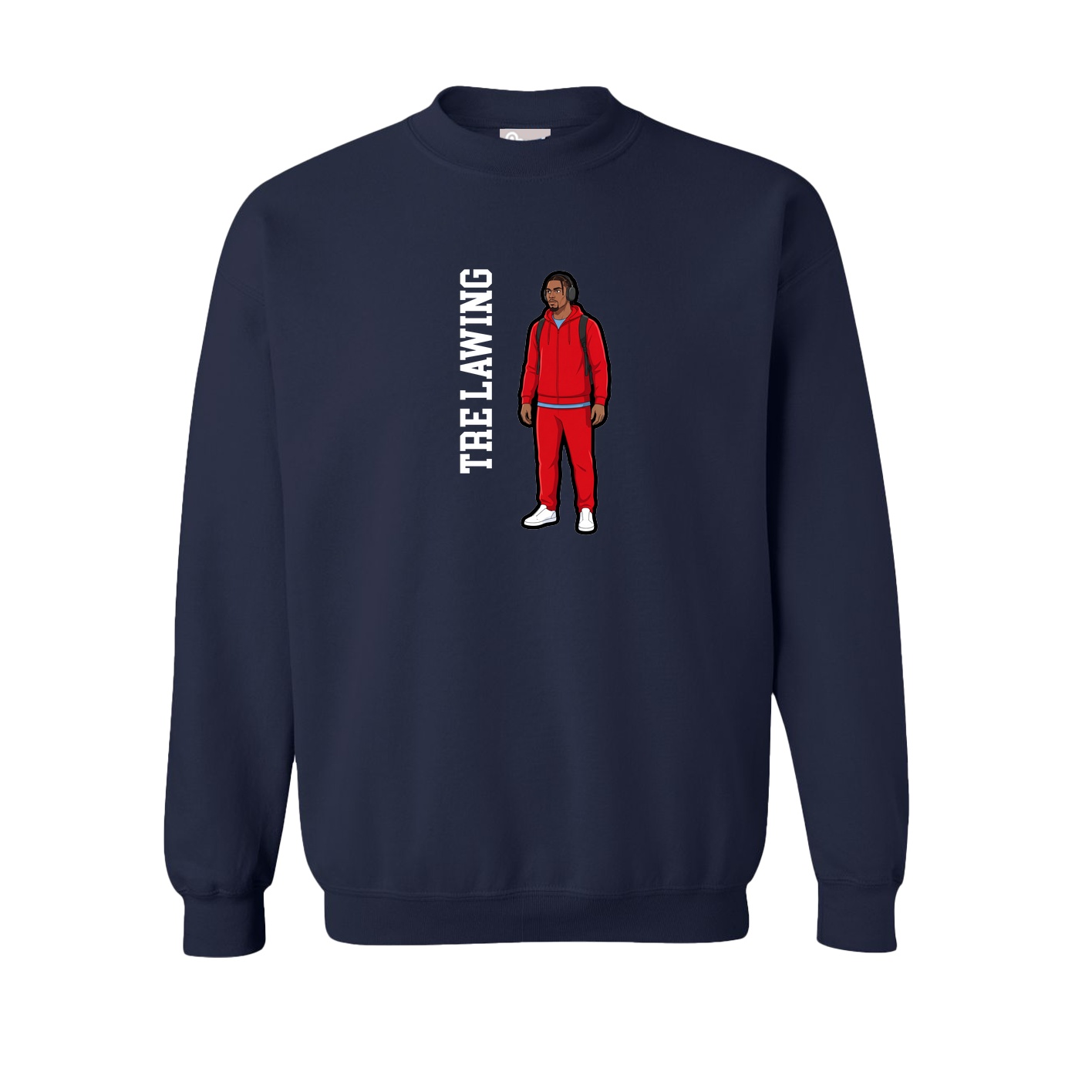 Fleece Crew — Name Vertical in Navy