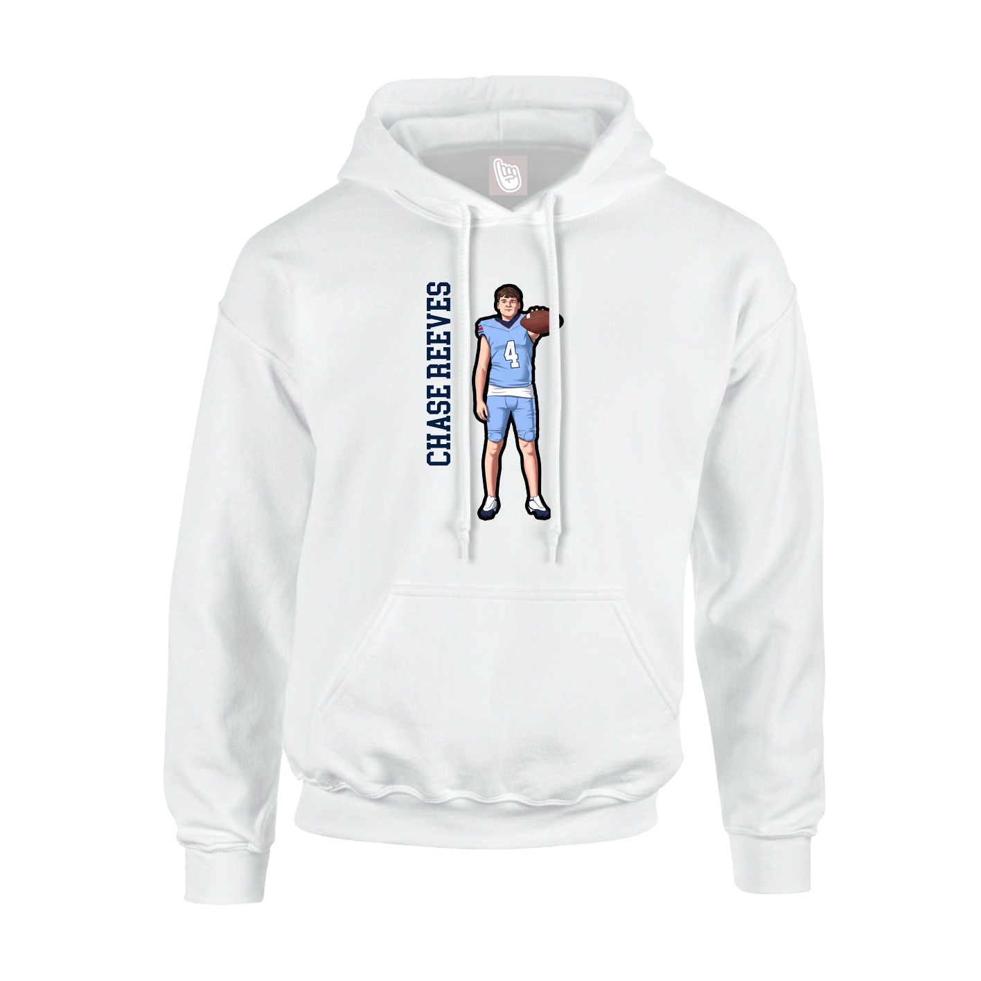 Youth Hoodie — Name Vertical in White