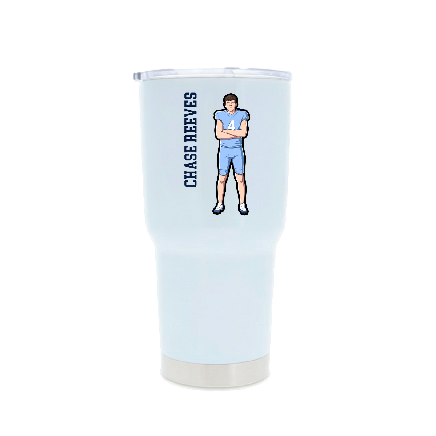 30oz Stainless Steel Tumbler — Name Vertical in White