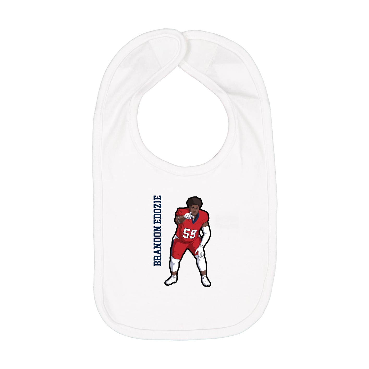 Infant Bib — Name Vertical in White