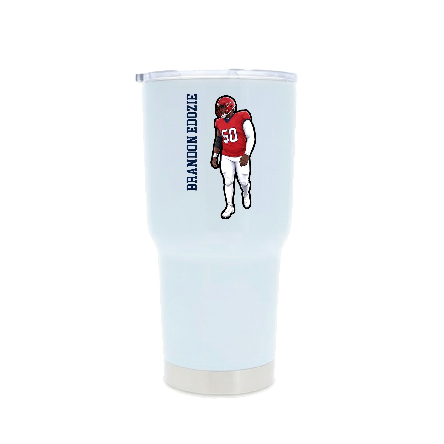 30oz Stainless Steel Tumbler — Name Vertical in White