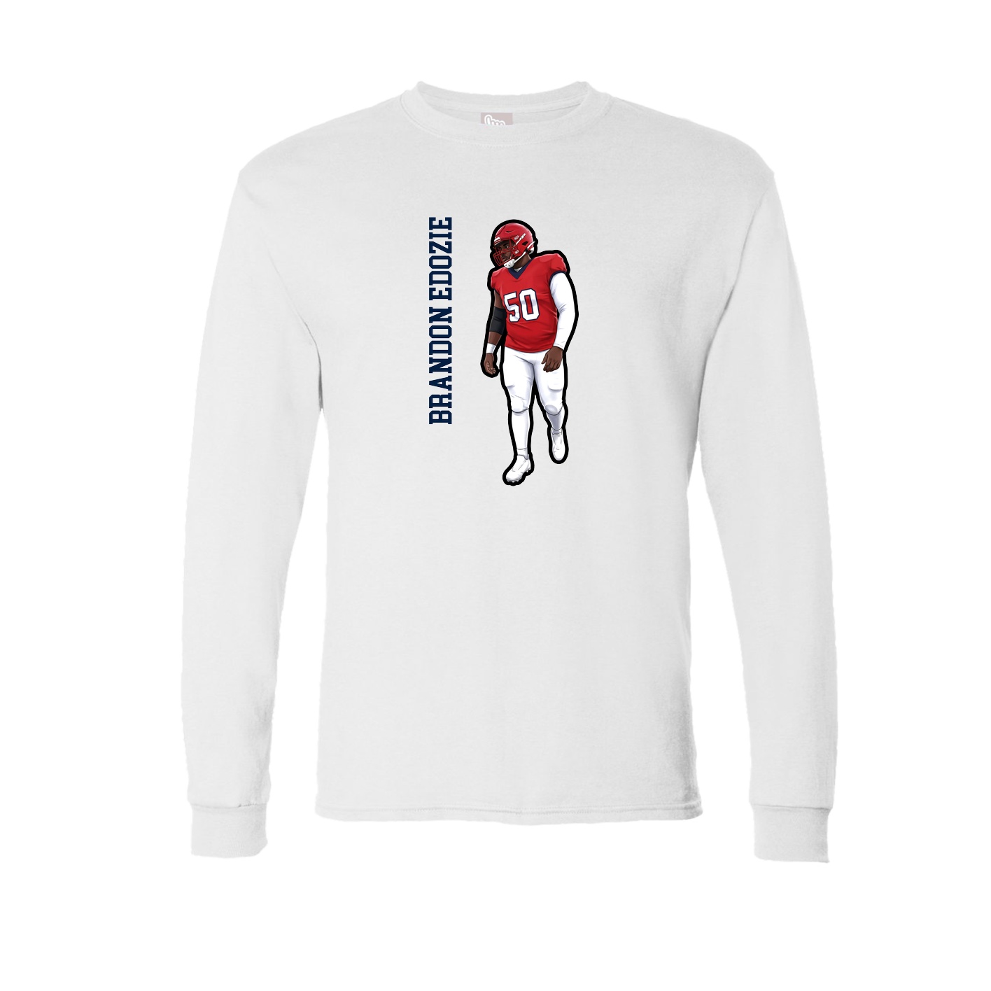 Long Sleeve Tee — Name Vertical in White