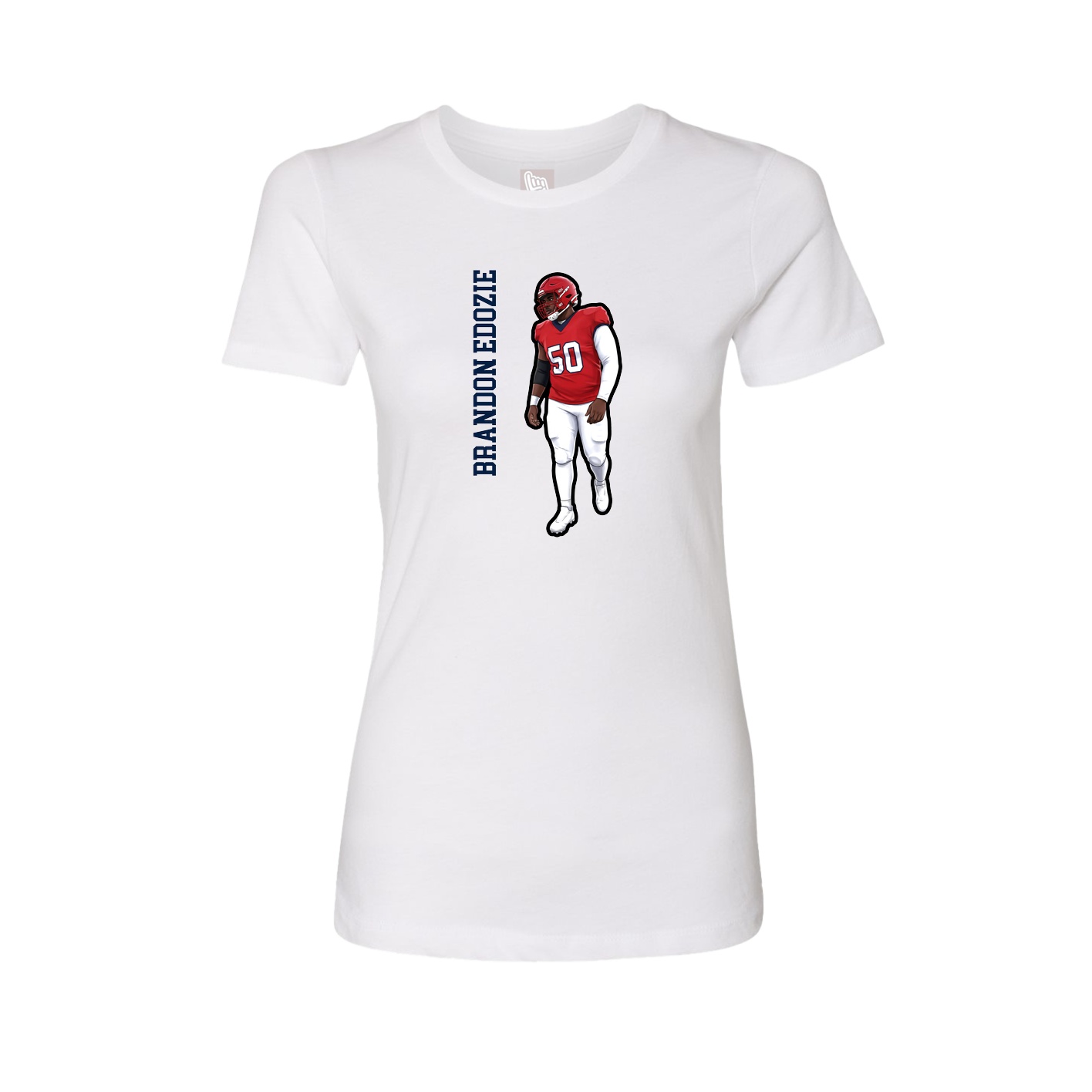 Fitted Women's Tee — Name Vertical in White