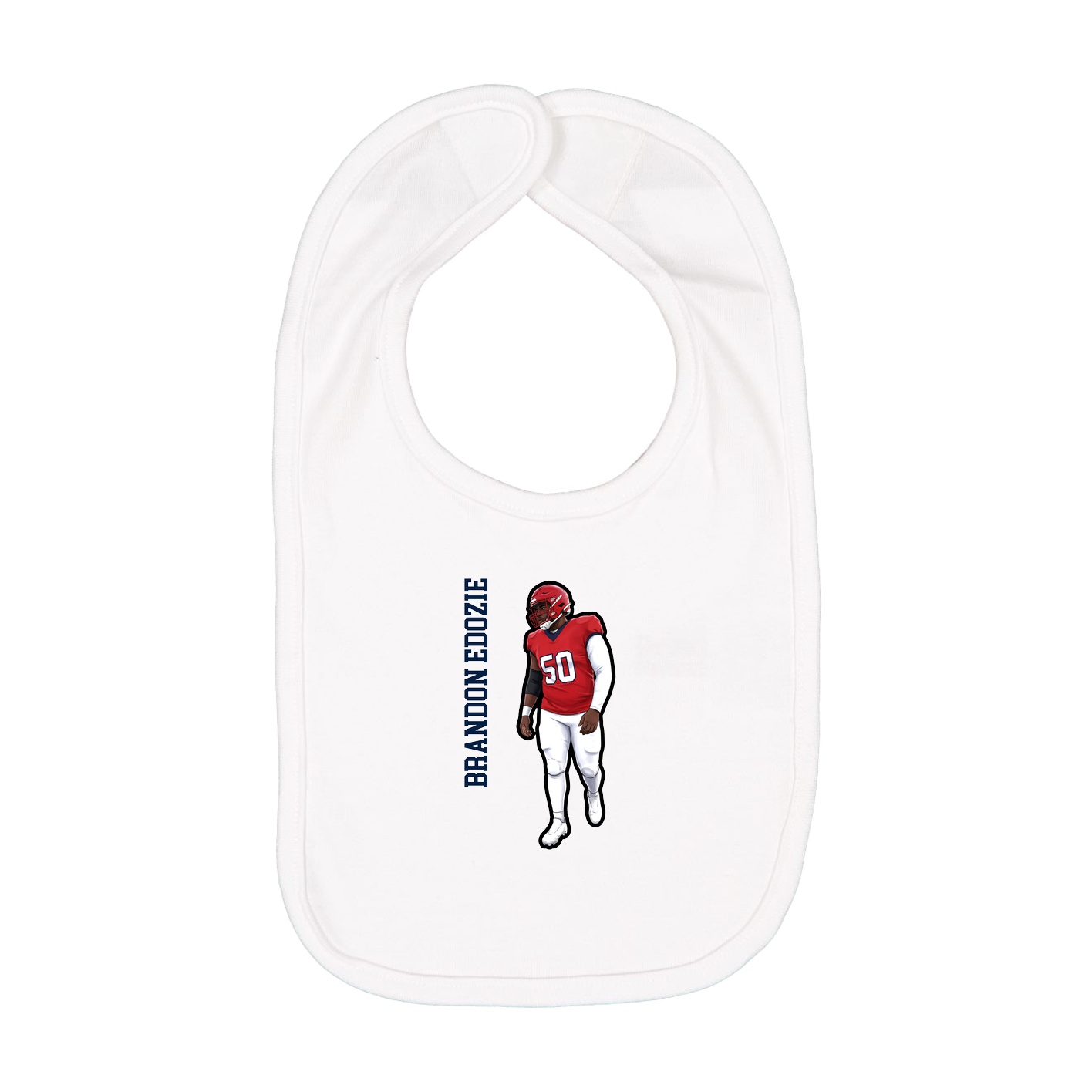 Infant Bib — Name Vertical in White