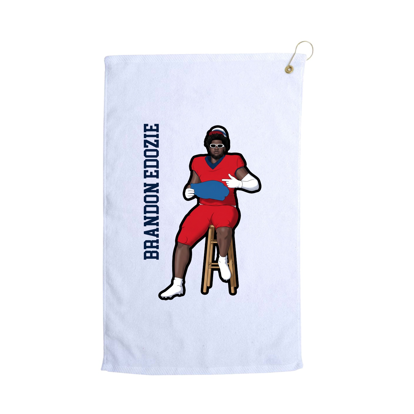 Golf Towel — Name Vertical in White