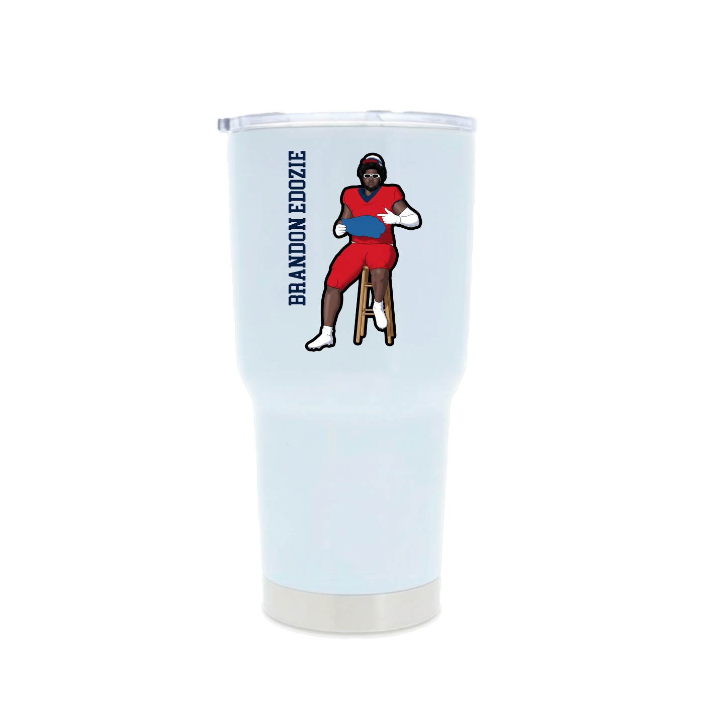 30oz Stainless Steel Tumbler — Name Vertical in White