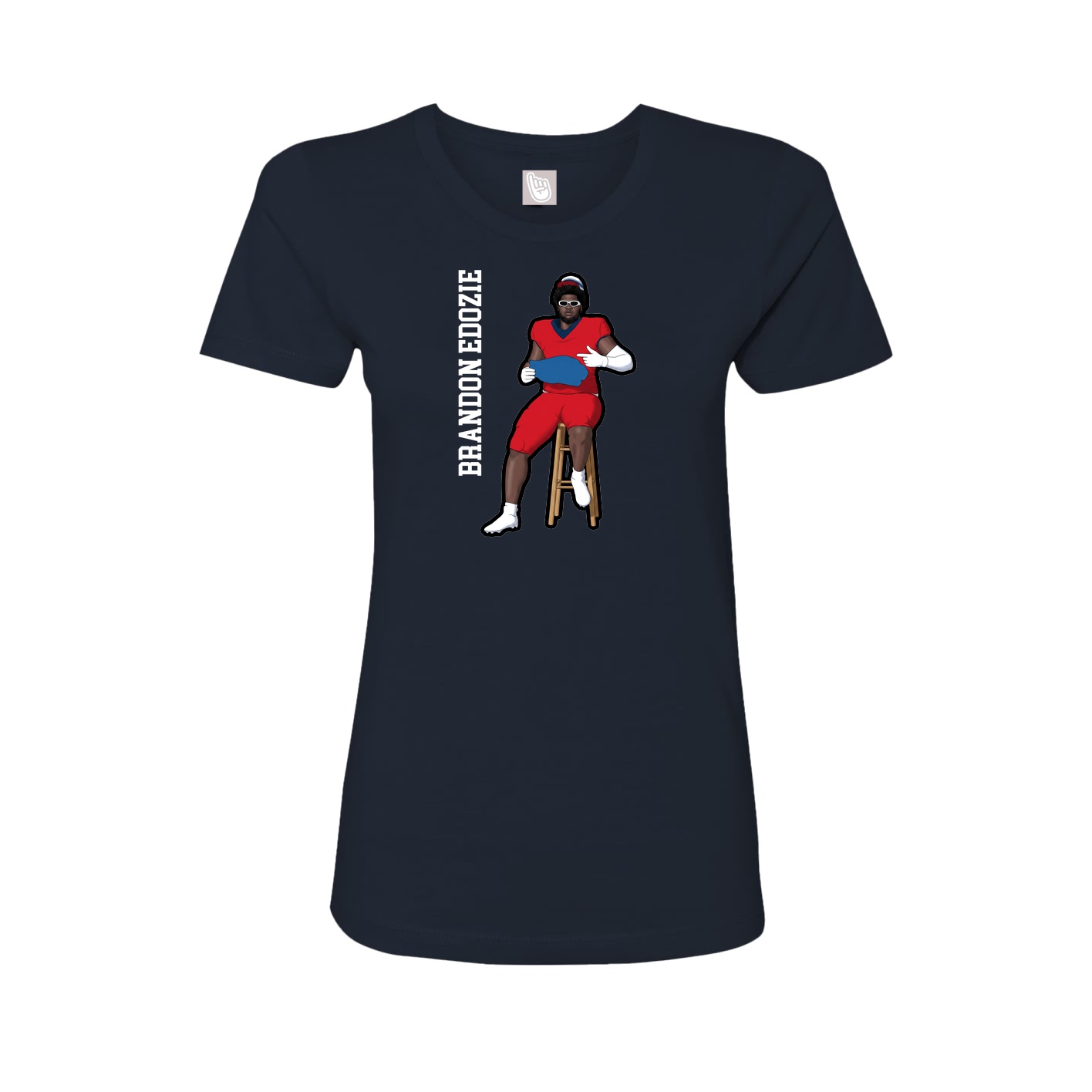 Fitted Women's Tee — Name Vertical in Navy
