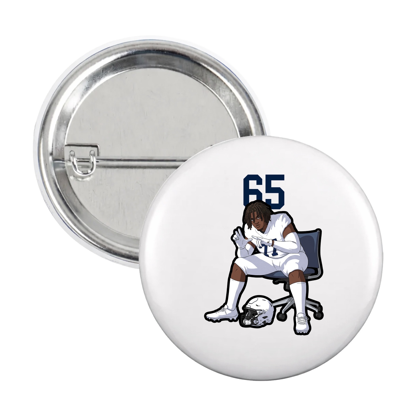 Game Day Button — Number Top in White
