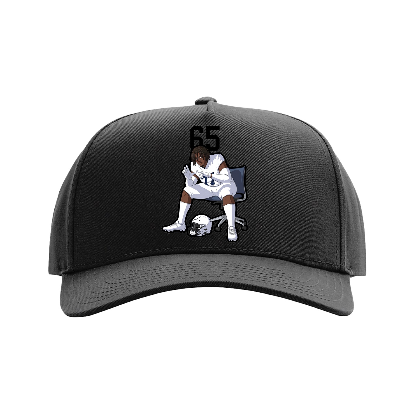 Full Fabric Five-Panel Champ Cap — Number Top in Black