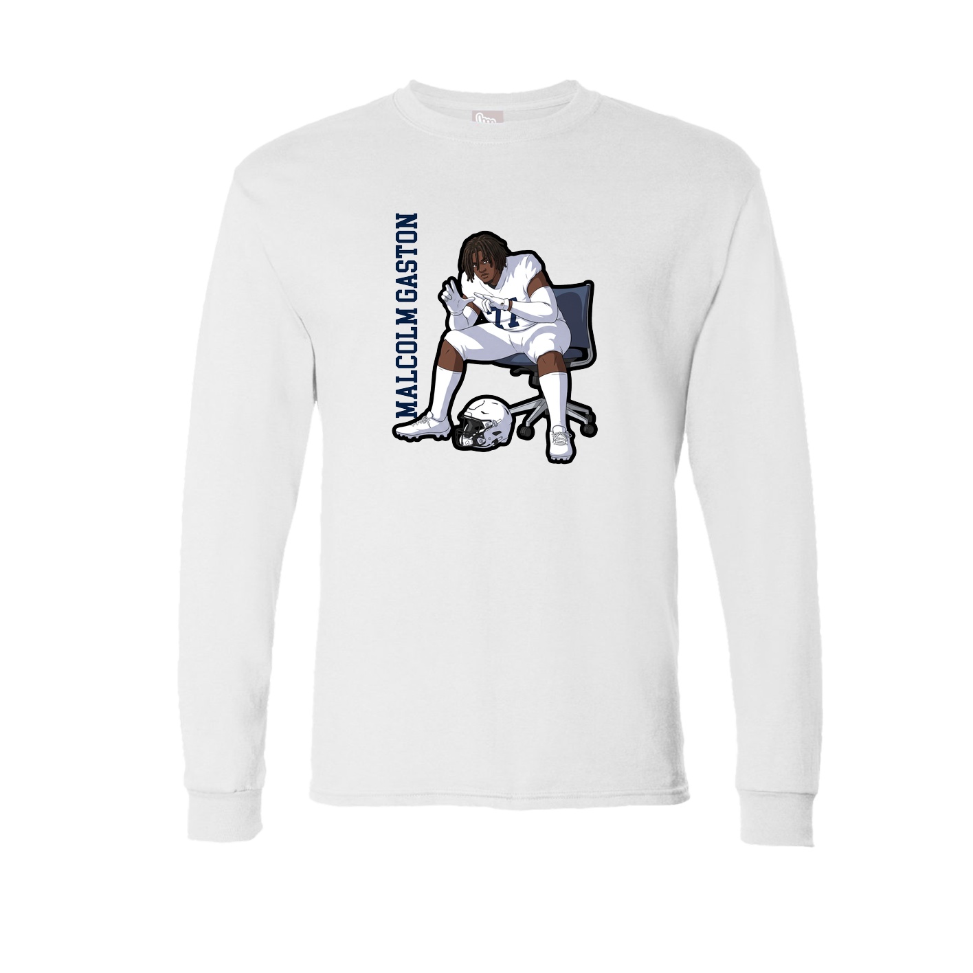 Long Sleeve Tee — Name Vertical in White