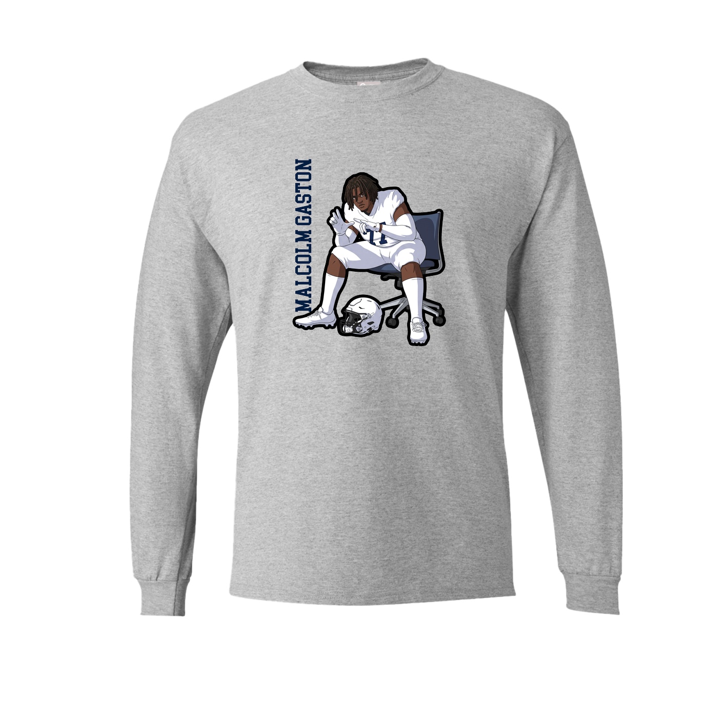 Long Sleeve Tee — Name Vertical in Grey