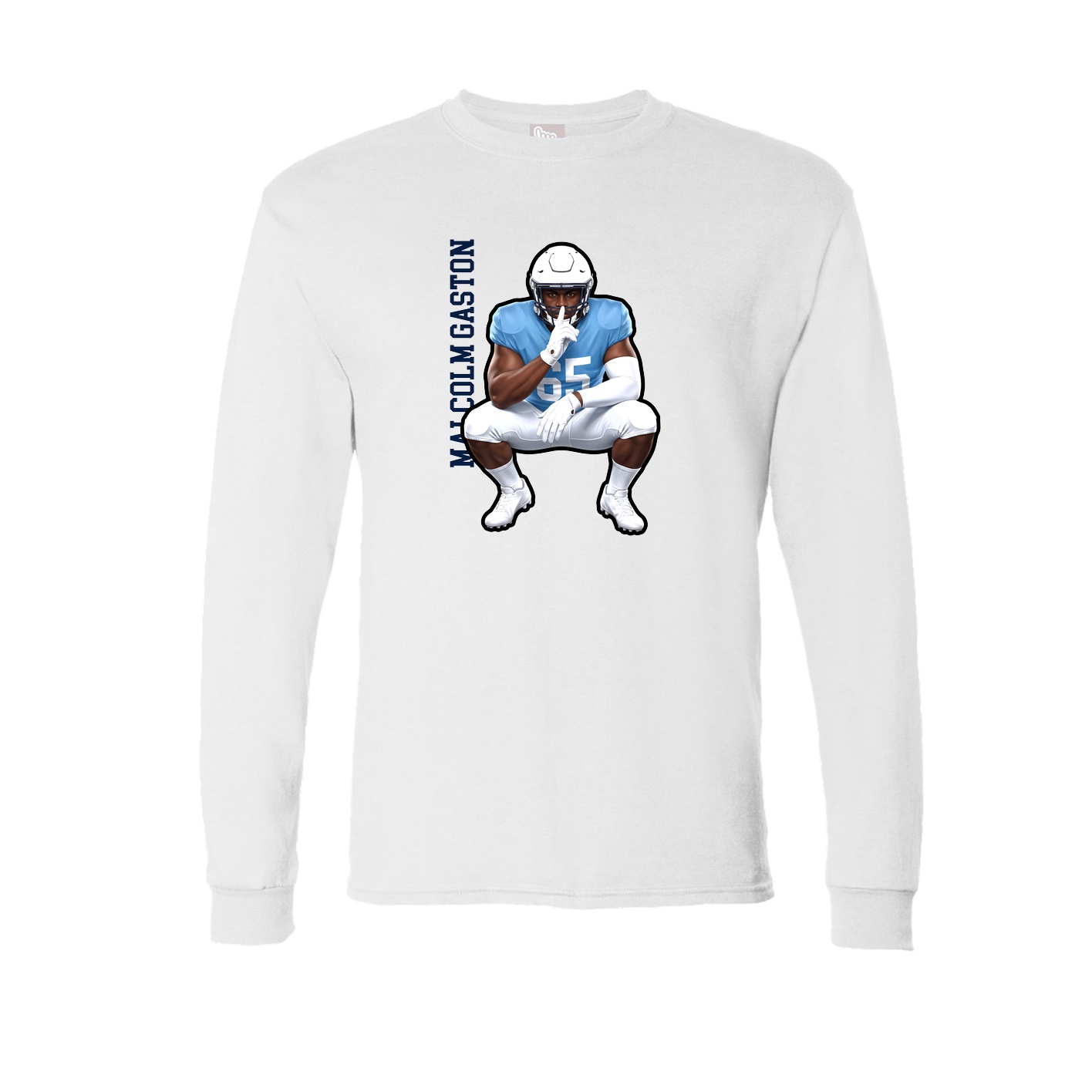 Long Sleeve Tee — Name Vertical in White