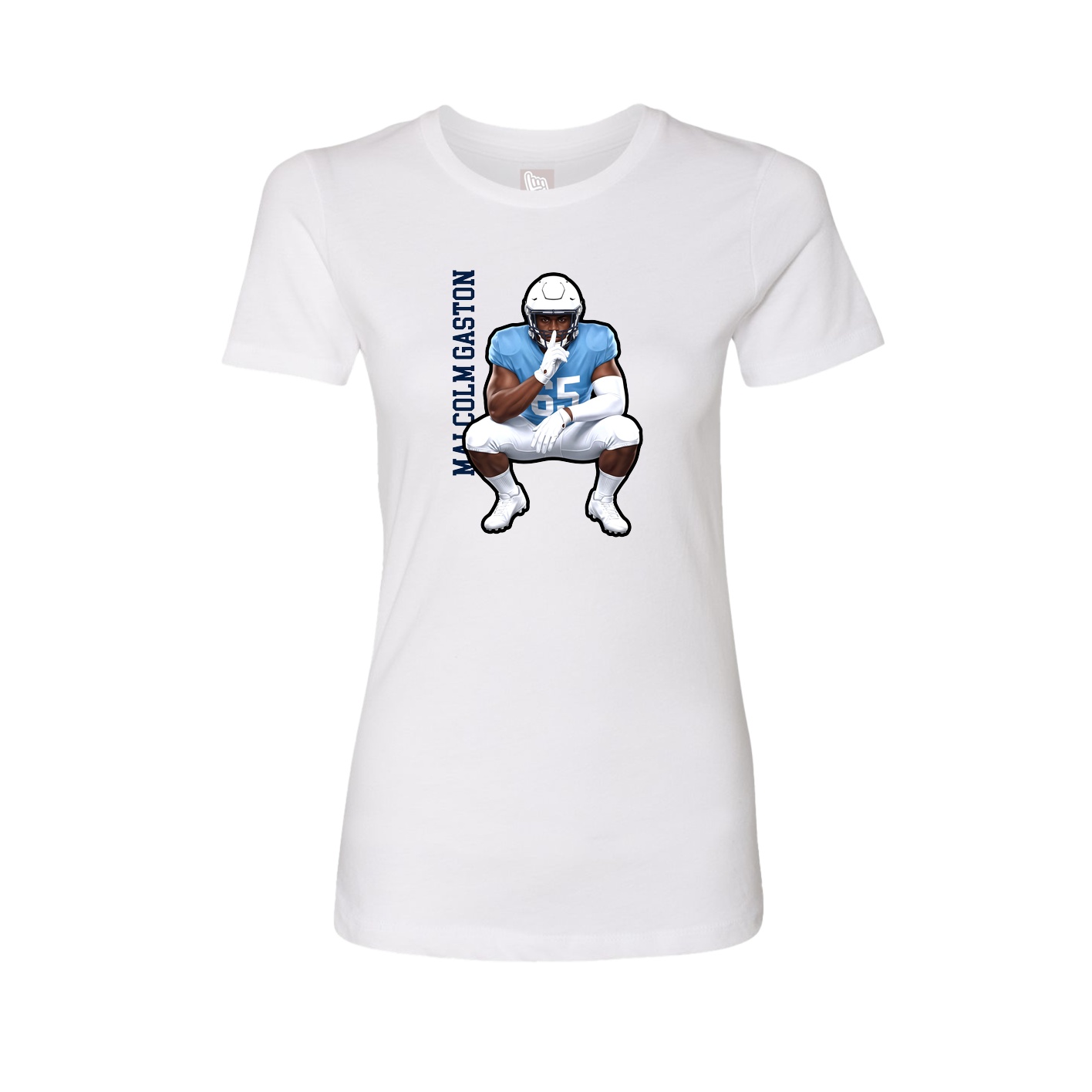 Fitted Women's Tee — Name Vertical in White