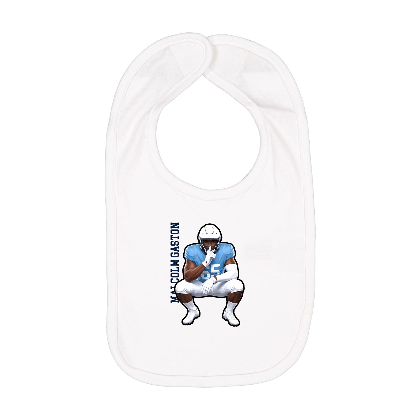 Infant Bib — Name Vertical in White