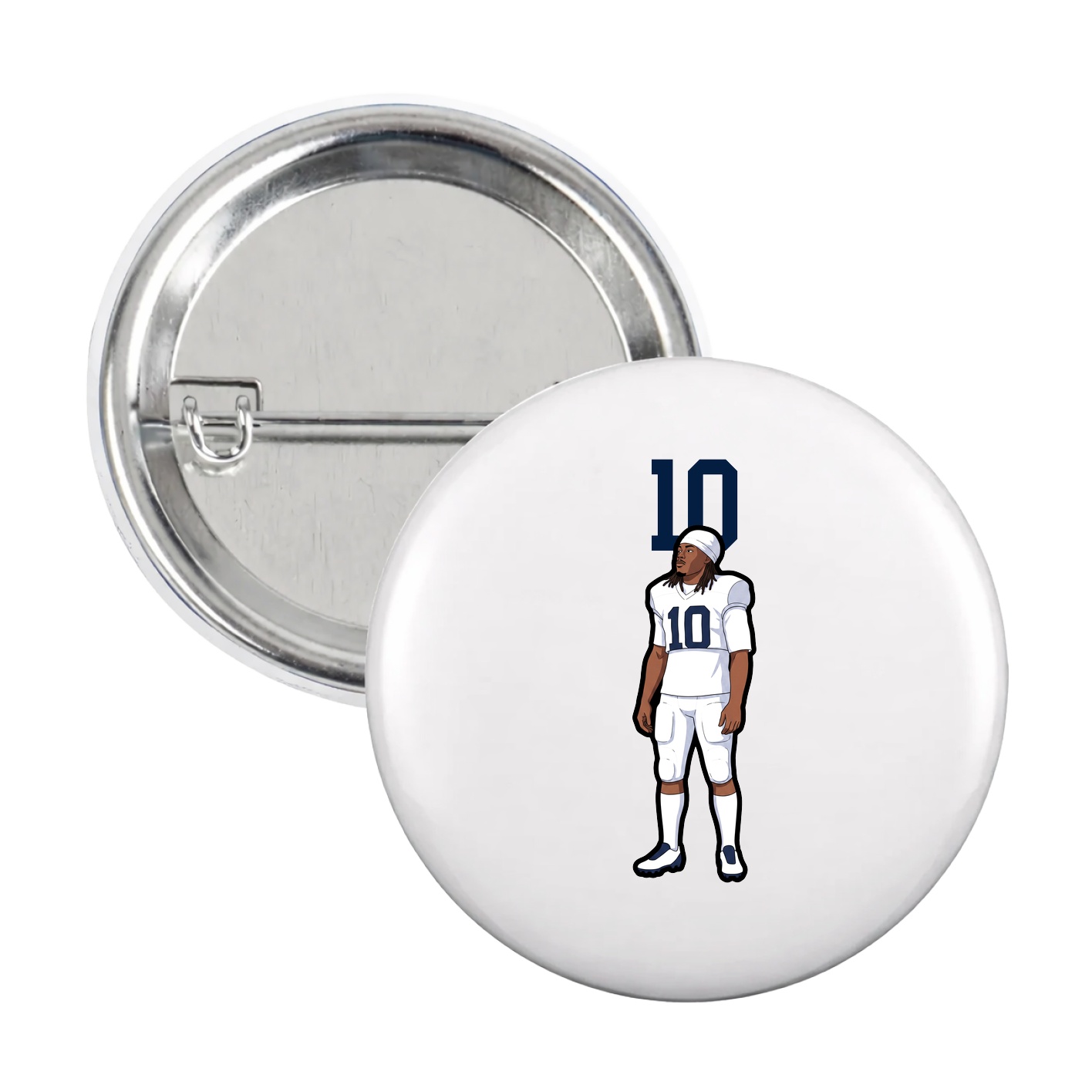 Game Day Button — Number Top in White