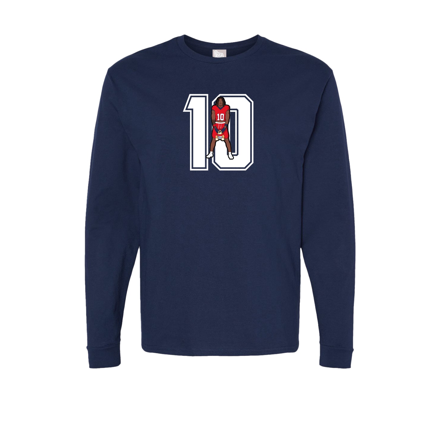 Long Sleeve Tee — Number in Navy