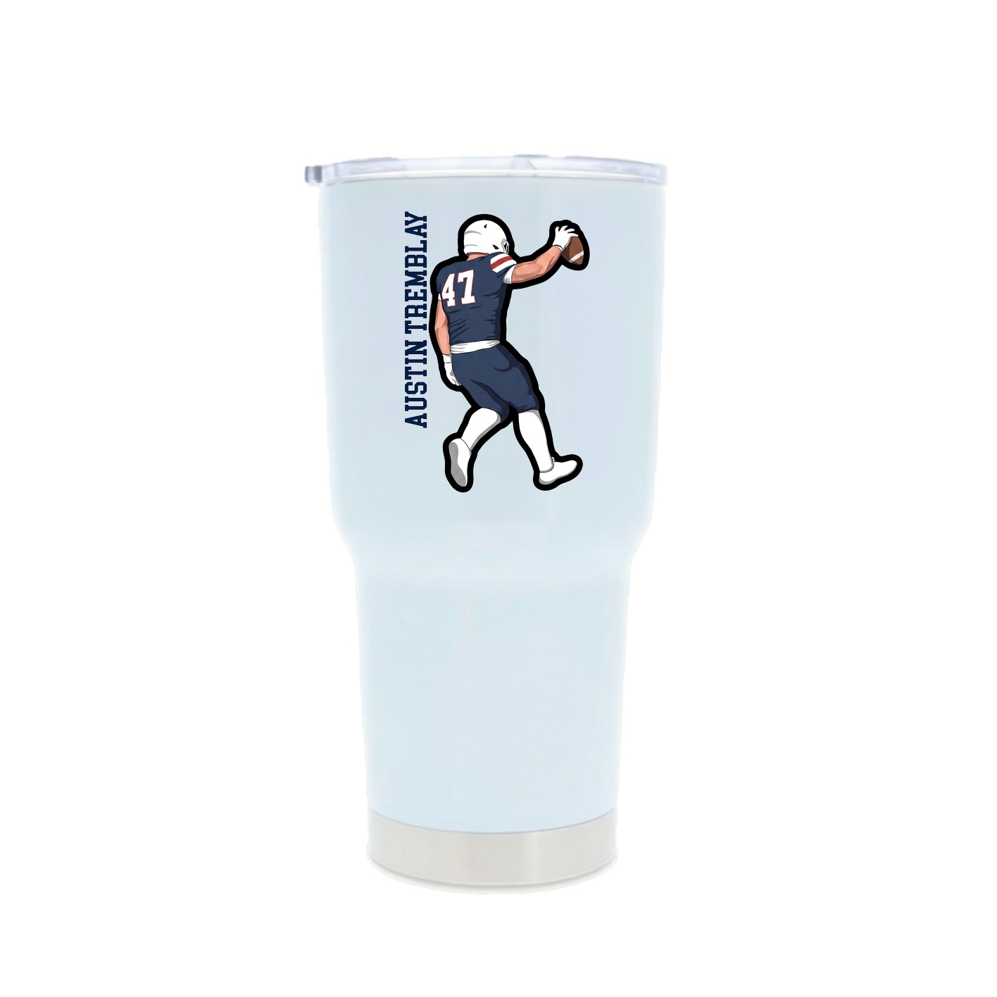 30oz Stainless Steel Tumbler — Name Vertical in White