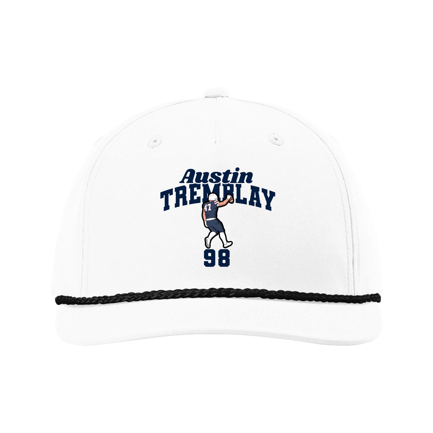 Five-Panel Classic Rope Cap — Signature Arch in White